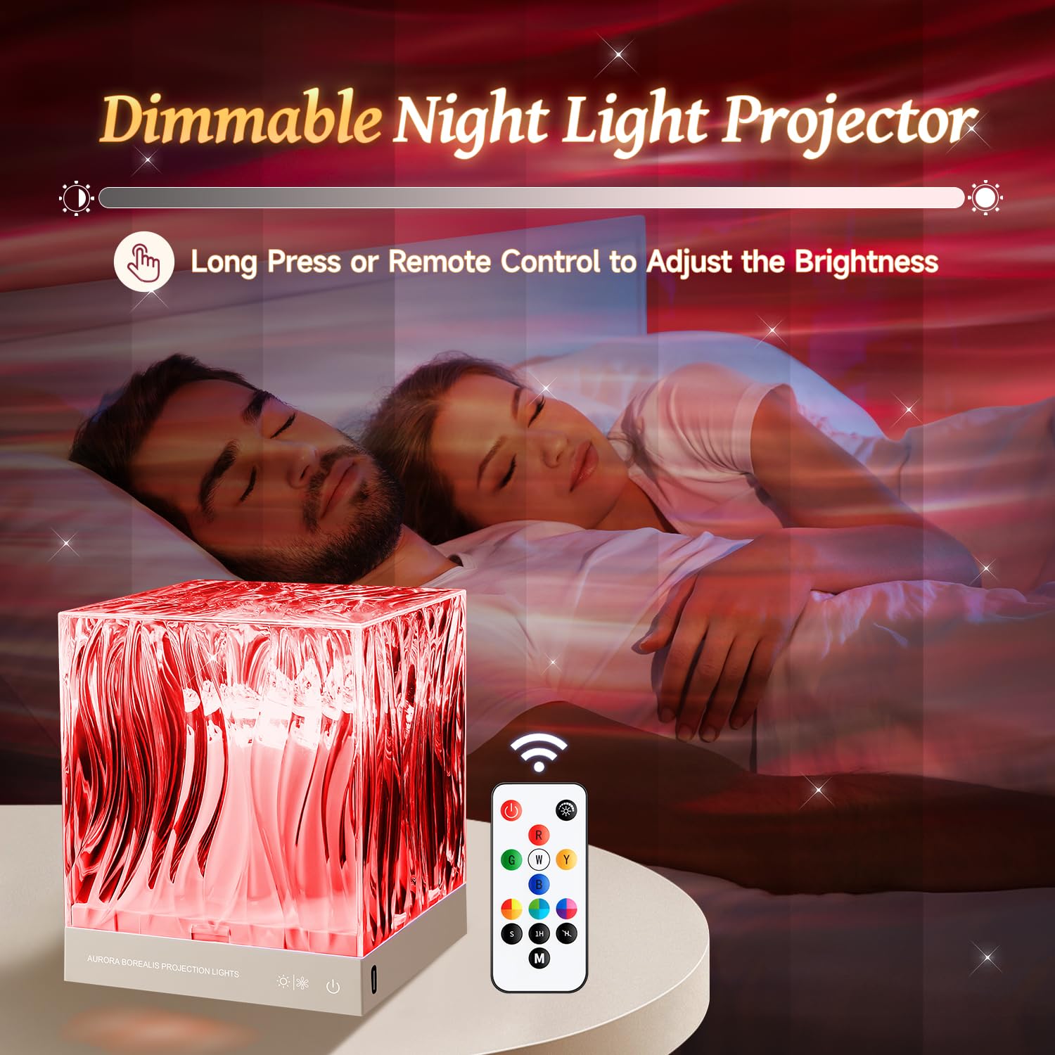 One Fire Christmas Projector with Bluetooth, Remote, 18 Colors, White Noise - Model WH-E22, Yellow