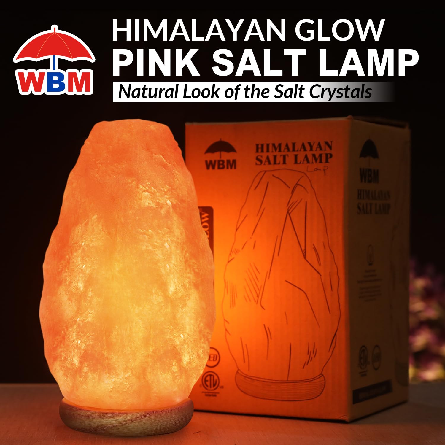 Himalayan Glow Usb Himalayan Salt Lamp - Touch Dimmer, Wooden Base, Led Bulb, 5-7Lbs, Salt Lamp