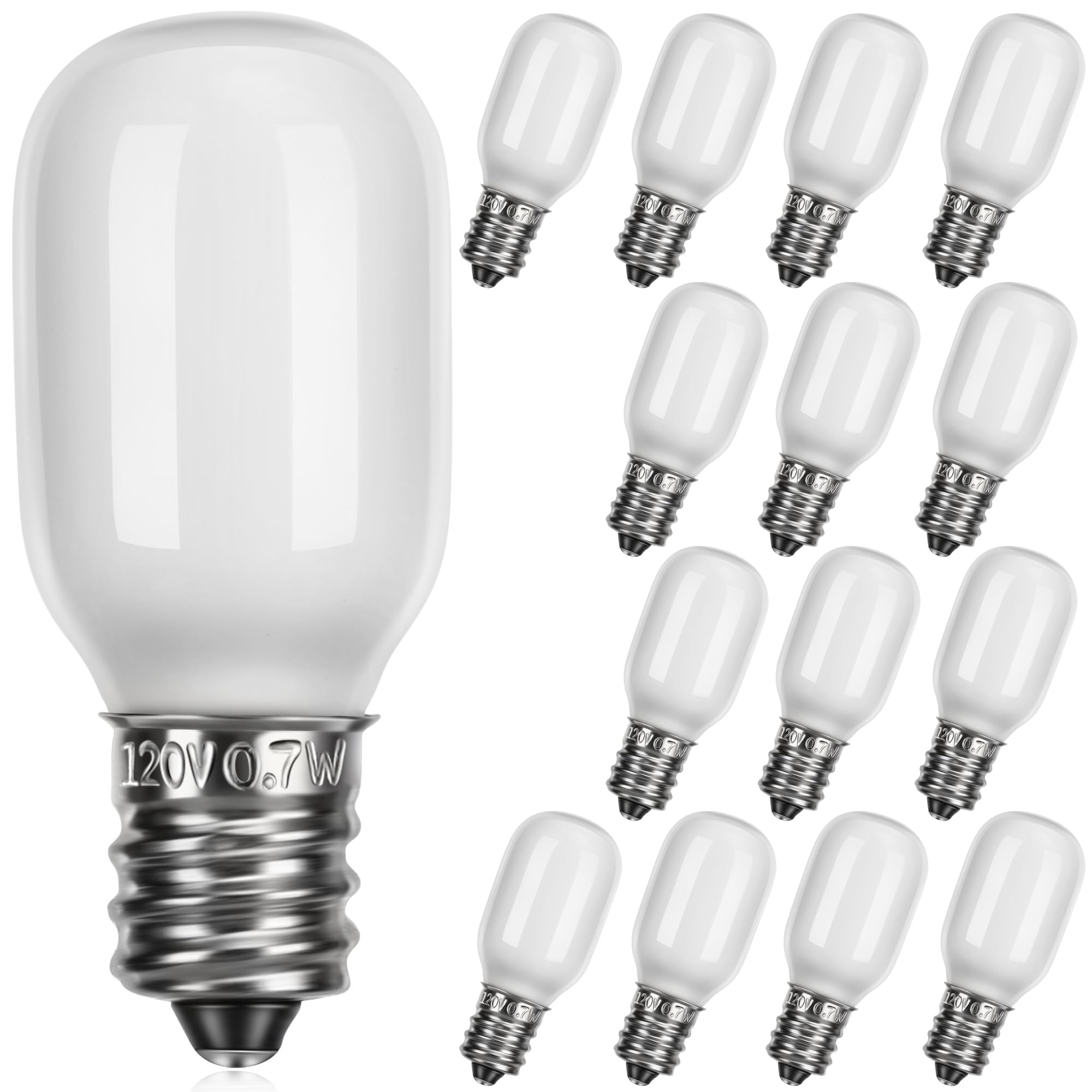 Meonum Christmas Village Replacement Light Bulbs  E12 Candelabra Base T20 Led Bulbs  0.7W 120V Replacement Light Accessories For Villages Houses  Christmas Tree  Halloween Pumpkin(15 Pieces)