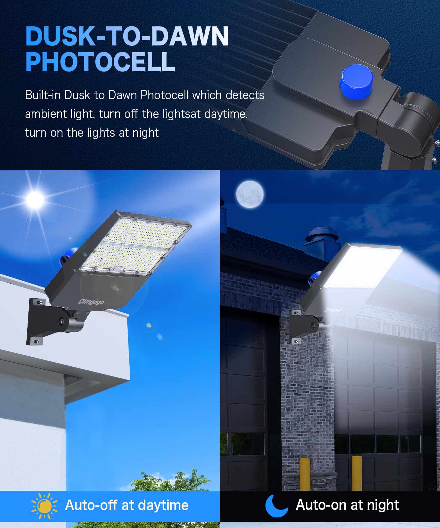 Dimgogo LED Parking Lot Light 240W, 36000LM, Dusk to Dawn, IP66 Waterproof, 3-Pack, Adjustable Arm Mount