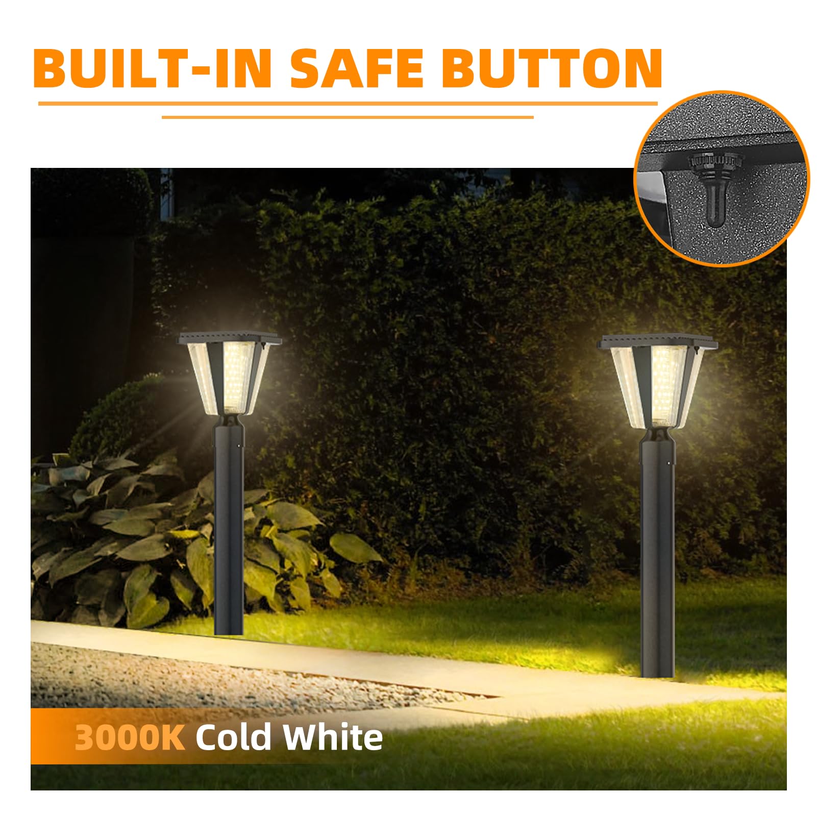 Lovus Solar Post Light - 160LM Dusk to Dawn LED Lamp, IP65 Waterproof, 3000K Warm White, Model SF-001, 1 Pack