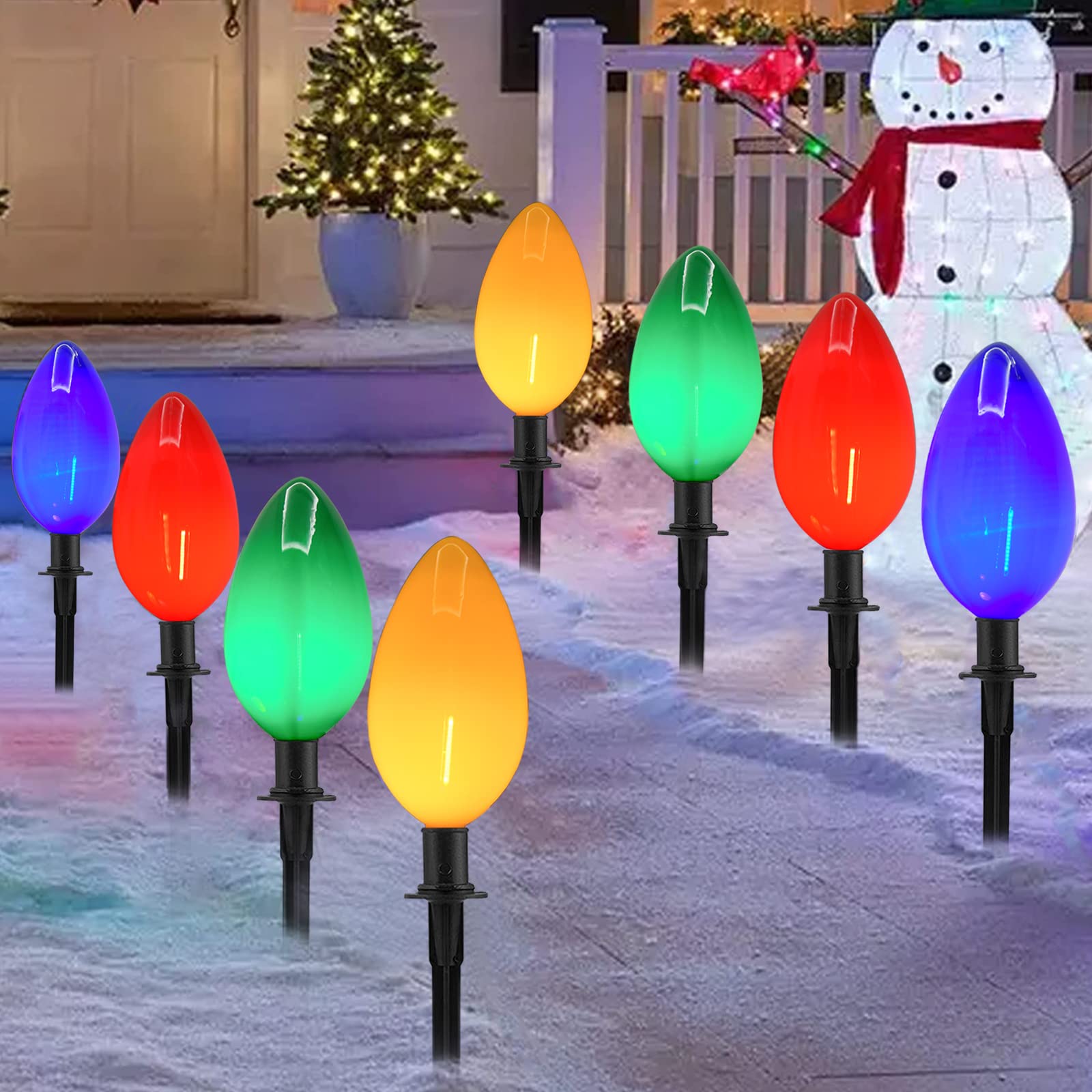 Konictom Christmas Lights Jumbo C9 Outdoor Decorations, 7Ft Multicolor String Lights, 2 Pack