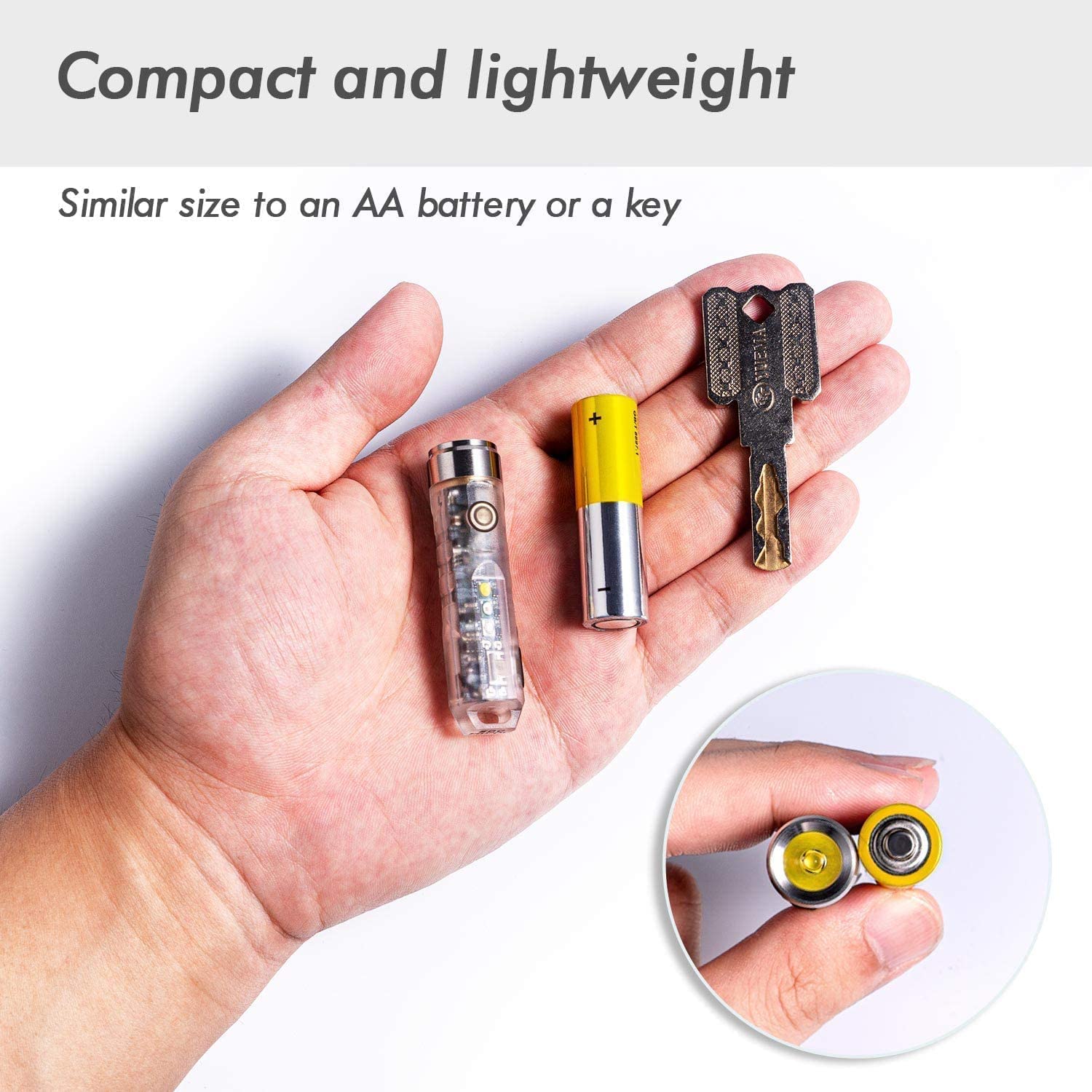 RovyVon A8 Keychain Flashlight, 650 Lumen, USB-C Rechargeable, Amber/Red/Blue, Pocket-Sized EDC, Polycarbonate