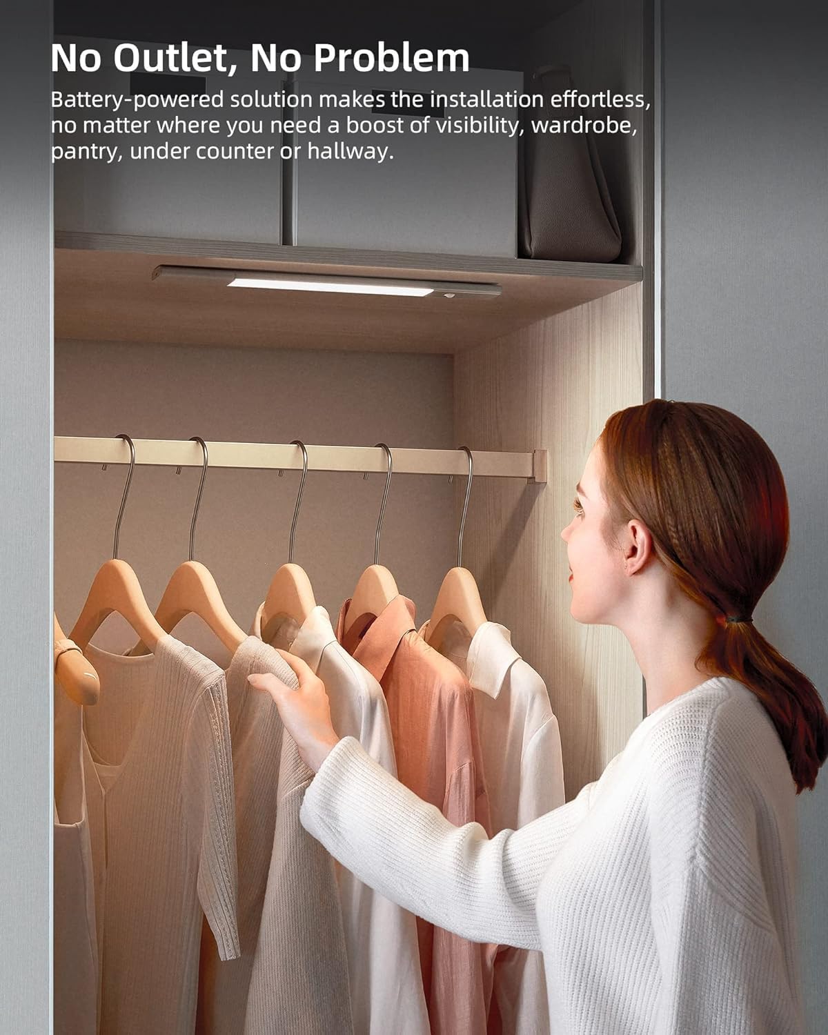 Ezvalo 48 Led Under Cabinet Lighting Wireless Closet Light With 1500Mah Battery, Motion Sensor Light Indoor Stick-On Magnetic Fo