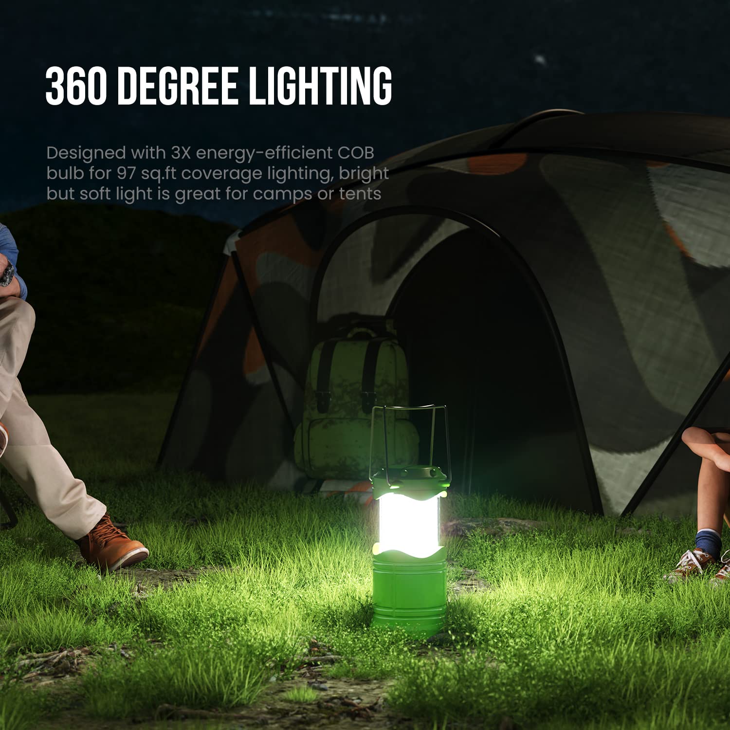 Lichamp 4 Pack Led Camping Lanterns, Battery Powered Camping Lights Cob Super Bright Collapsible Flashlight Portable Emergency S
