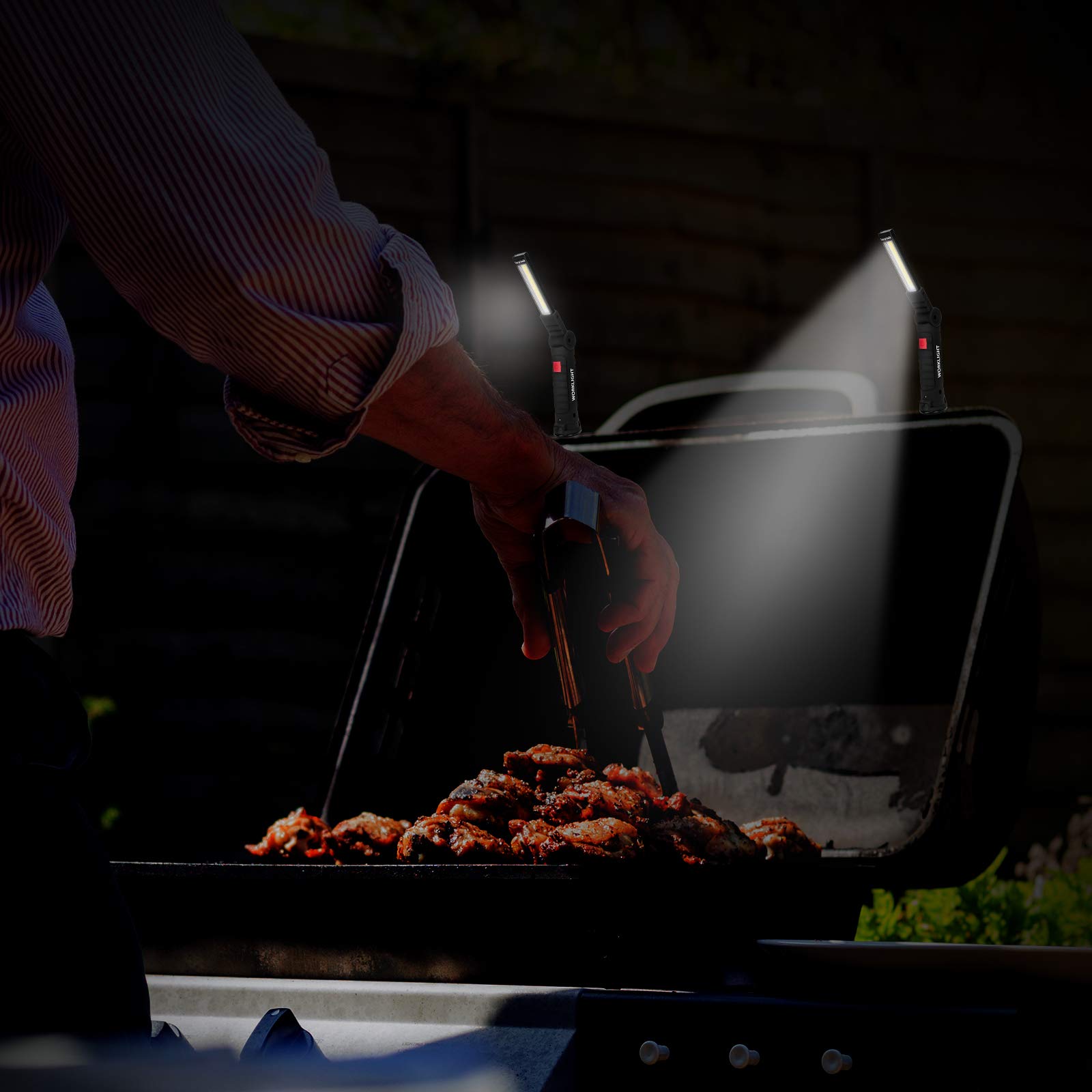 Lmaytech 2 Pack Black Rechargeable Led Work Lights With Magnetic Base And 360