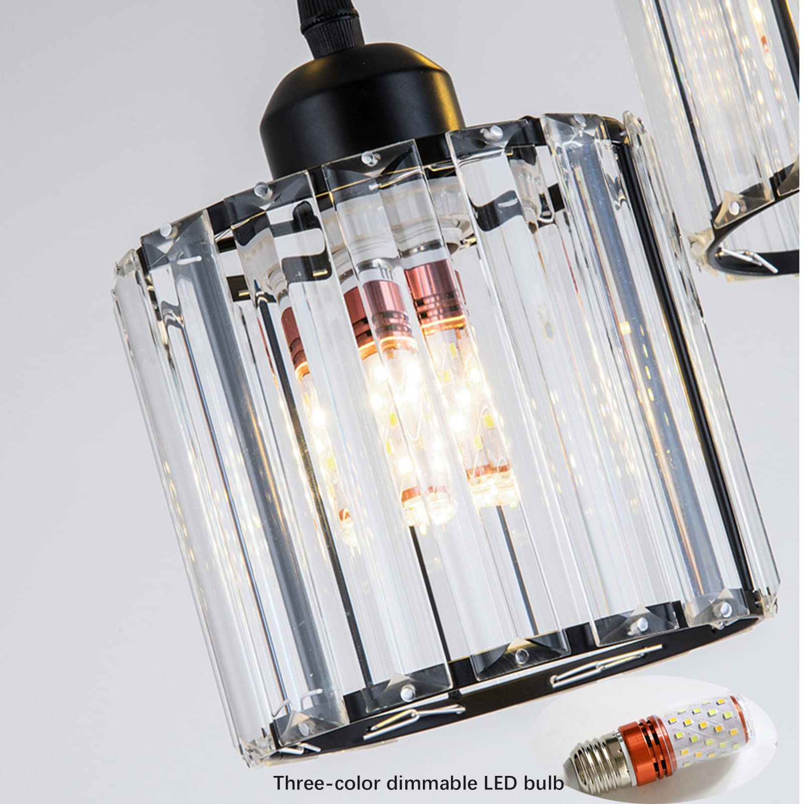 Meimond Modern Crystal Pendant Light, 8 Lights, Black Metal Raindrop Chandelier for High Ceilings, Foyer, Living Room, Model LTD-10
