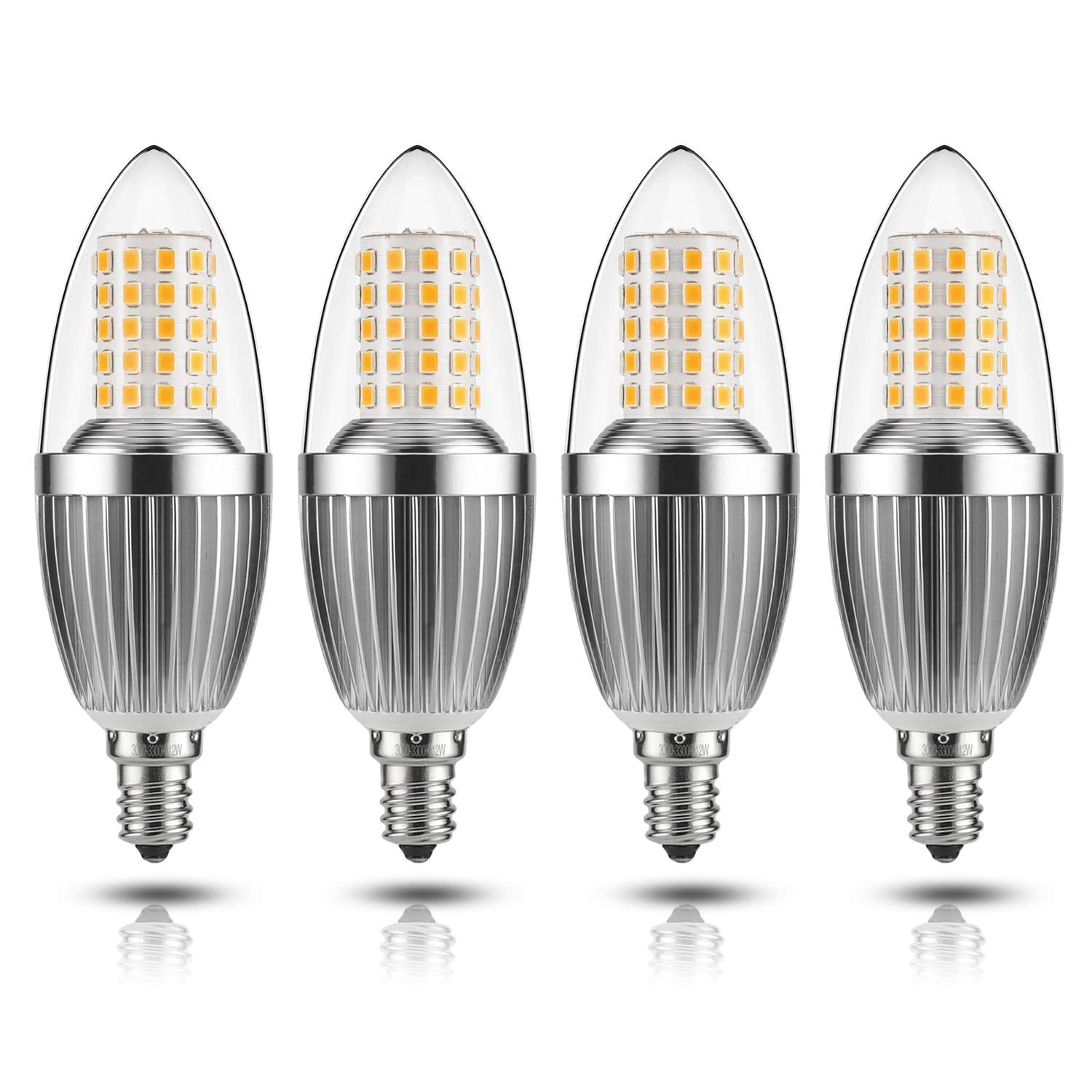 Gezee Led Candelabra Bulb, Non-Dimmable, 100 Watt Equivalent, 12W Led Candle Bulbs, Warm White 3000K, 120V, 1200Lumens, E12 Base