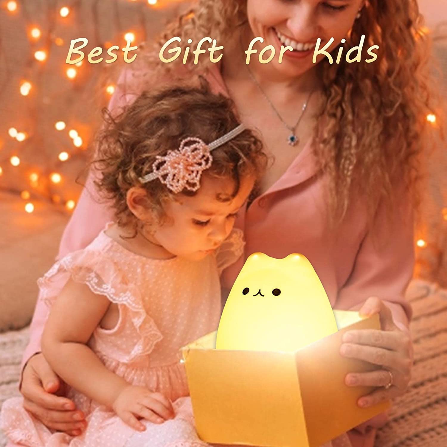 ZKLiLi Cat Night Light, USB Rechargeable Cute Cat Lamp with Warm White & 7-Color Modes, Celebrity Cat Color
