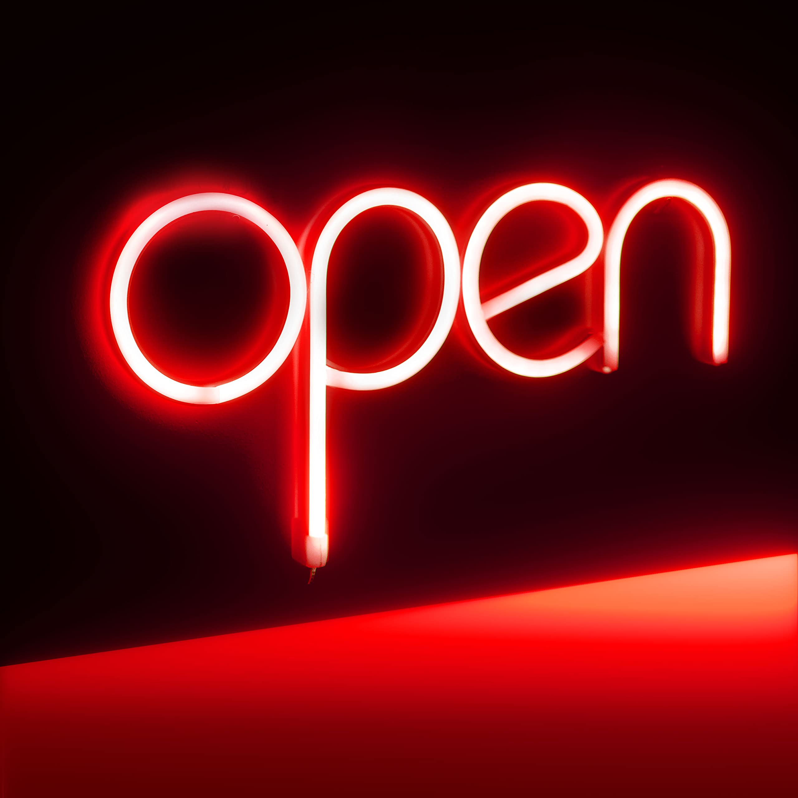 StarryMine LED Neon Open Sign, 13.8inx7.1in, USB or Battery Powered, Red, Small, for Business, Salon, Bar, Wall Decor