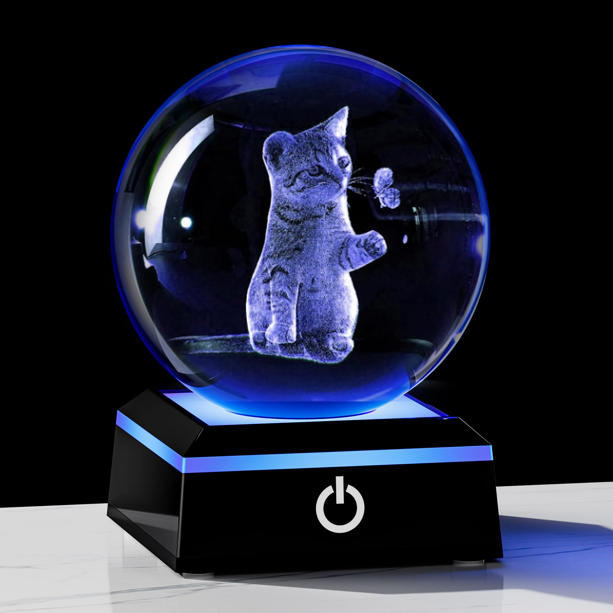 3D Cat Crystal Ball Cat Lover Gifts for Women 3D Cat Figurines Home Decor Cat Collectibles Snow Globes Gift for Girl Cat Lamp fo