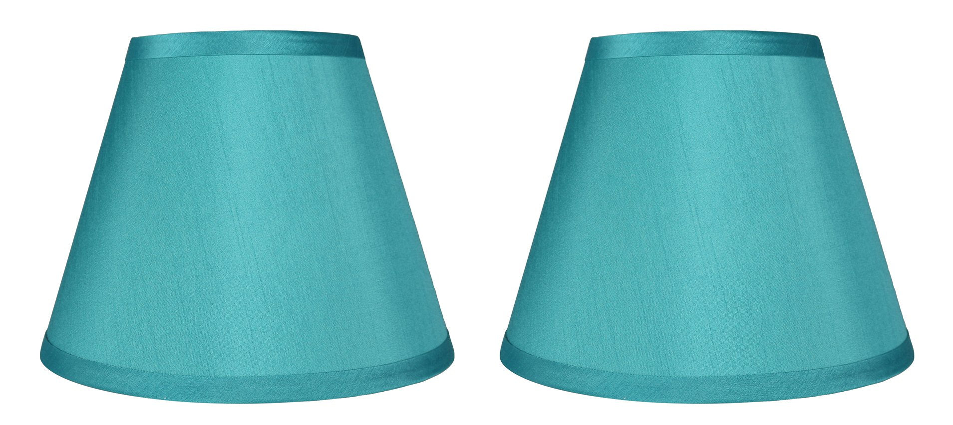Urbanest Set Of 2 Coolie Hardback Lampshade, Check The Size Please, Faux Silk, 5 Top, 9 Bottom, 7 Slant, Teal, Spider Washer Fit