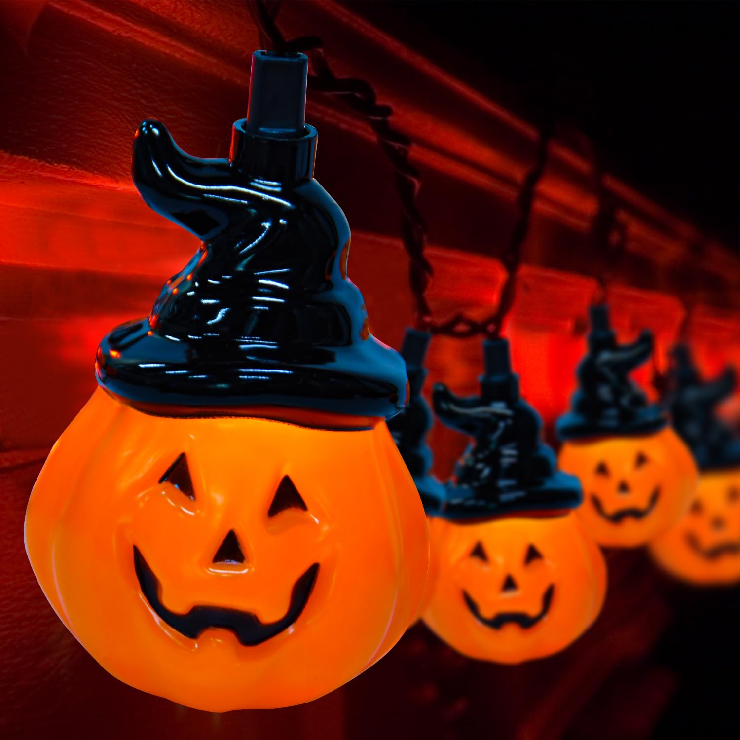 Pasuto Halloween Decorations Lights - Pumpkin String Lights With 10Pcs Cute Pumpkin Lantern Lights, 8.5Ft Jack-O Lantern Lights, Perfect As Halloween Home Party Yard Wall Door Decor Lights