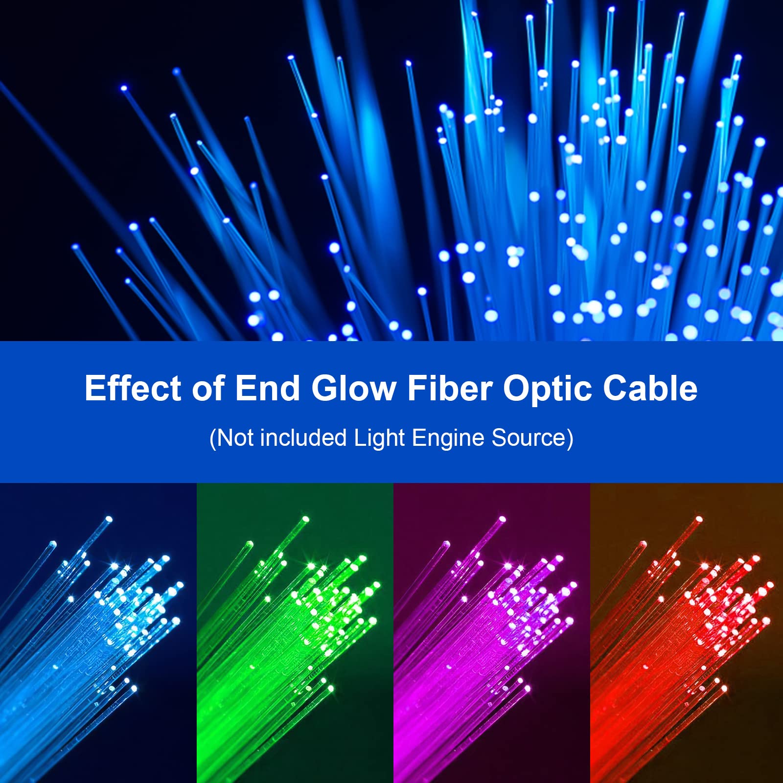Azimom Pmma Plastic Mixed 375Pcs 9.8Ft Fiber Optic Cable Strands 0.03In/0.04/0.06In End Glow Roll Bunch Fiber String For Star Sk