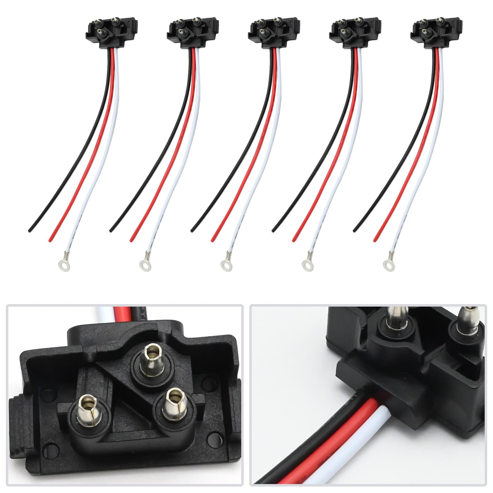 Newnessai 10 Pcs 3 Wires Trailer Light Connector, 3-Pin Pigtail Harness Plug For Trucks' Stop Turn Tail Light Backup Light For 4