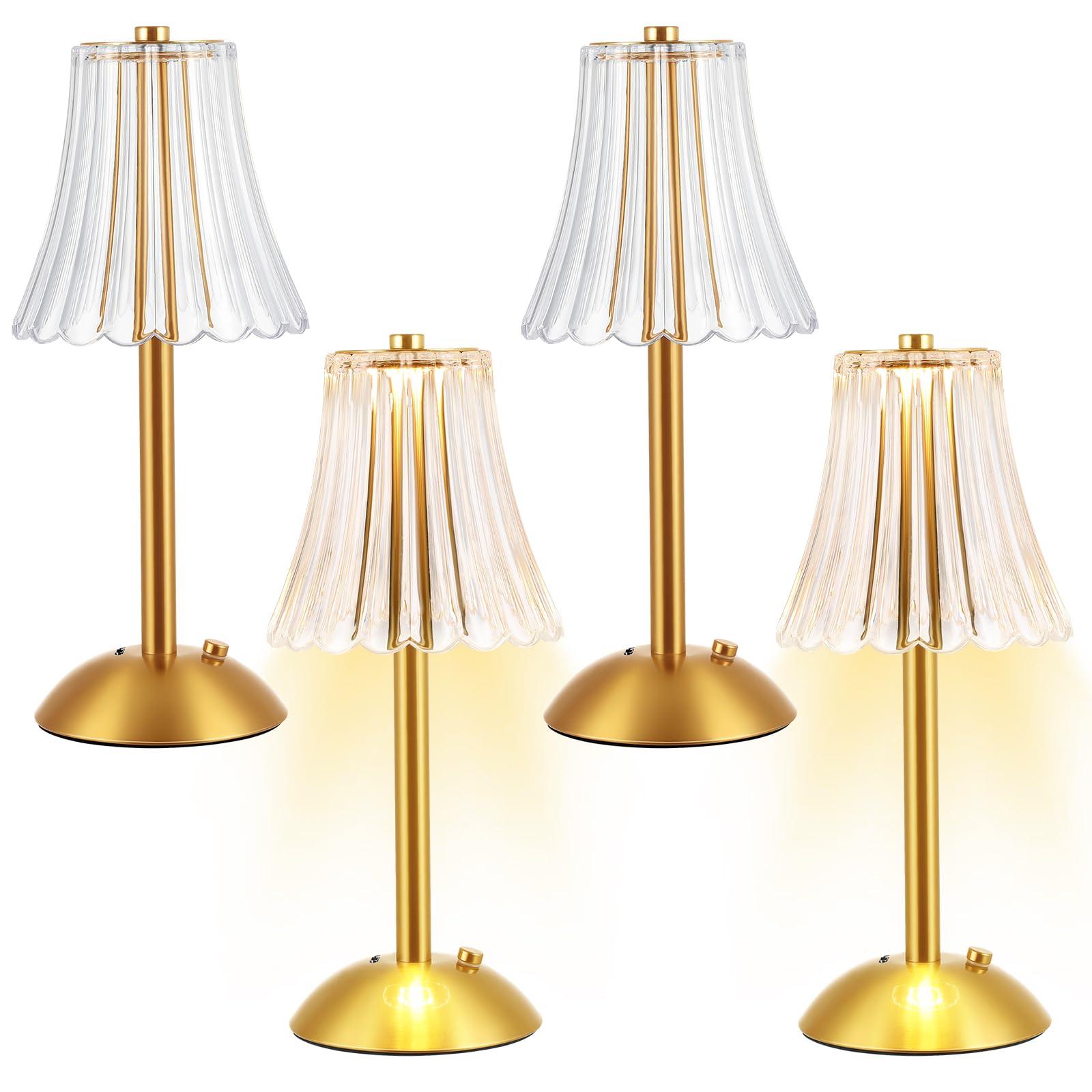 Liliful LED Cordless Table Lamp, Touch Battery Operated, 3 Color Dimmable, Gold Size, Rose Style, Model IAN-Liliful-5009