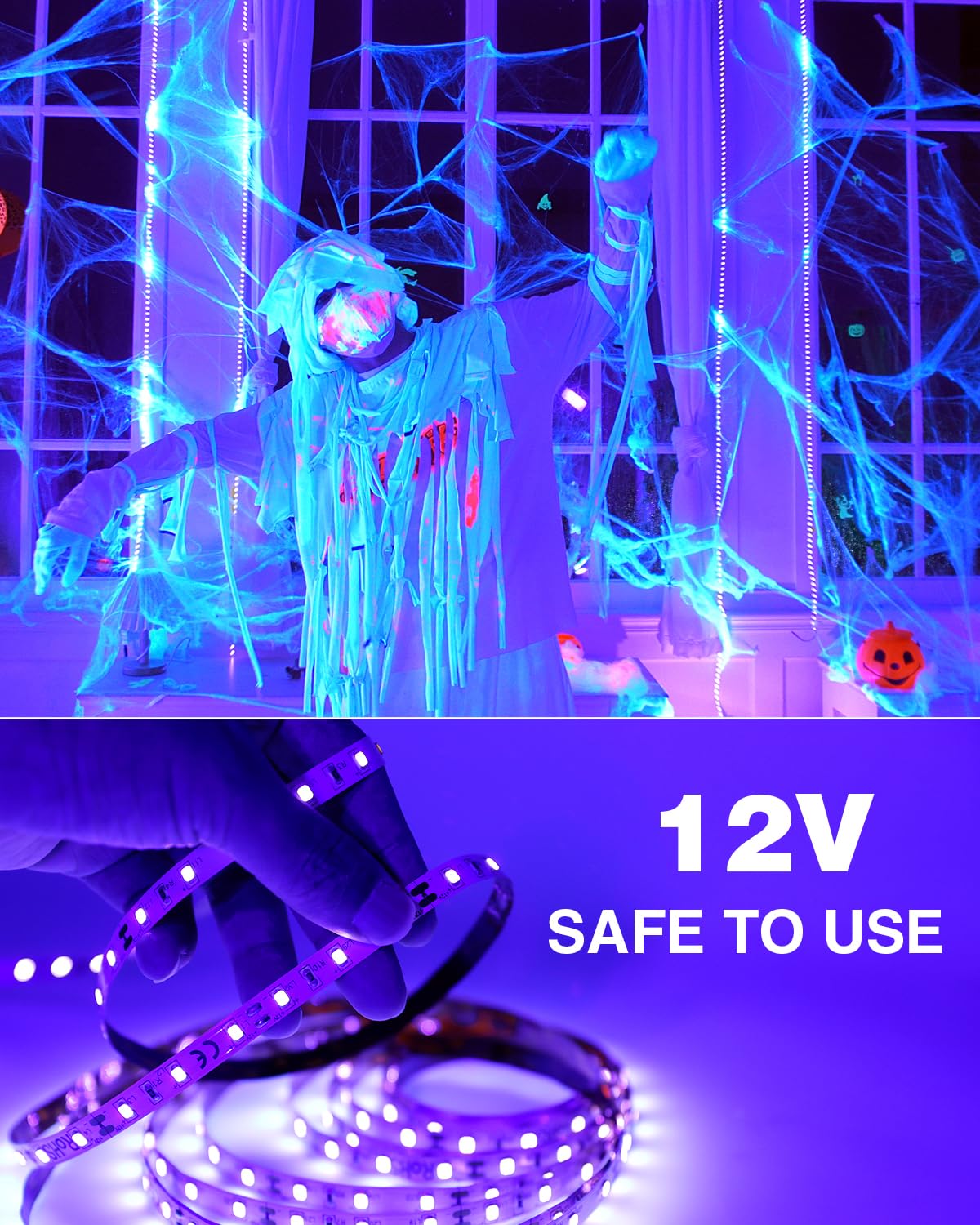 Onforu 32.8Ft Led Black Light Strip Kit, 600 Lamp Beads, 10M Flexible Non-Waterproof, Black, Model Ulsau006201