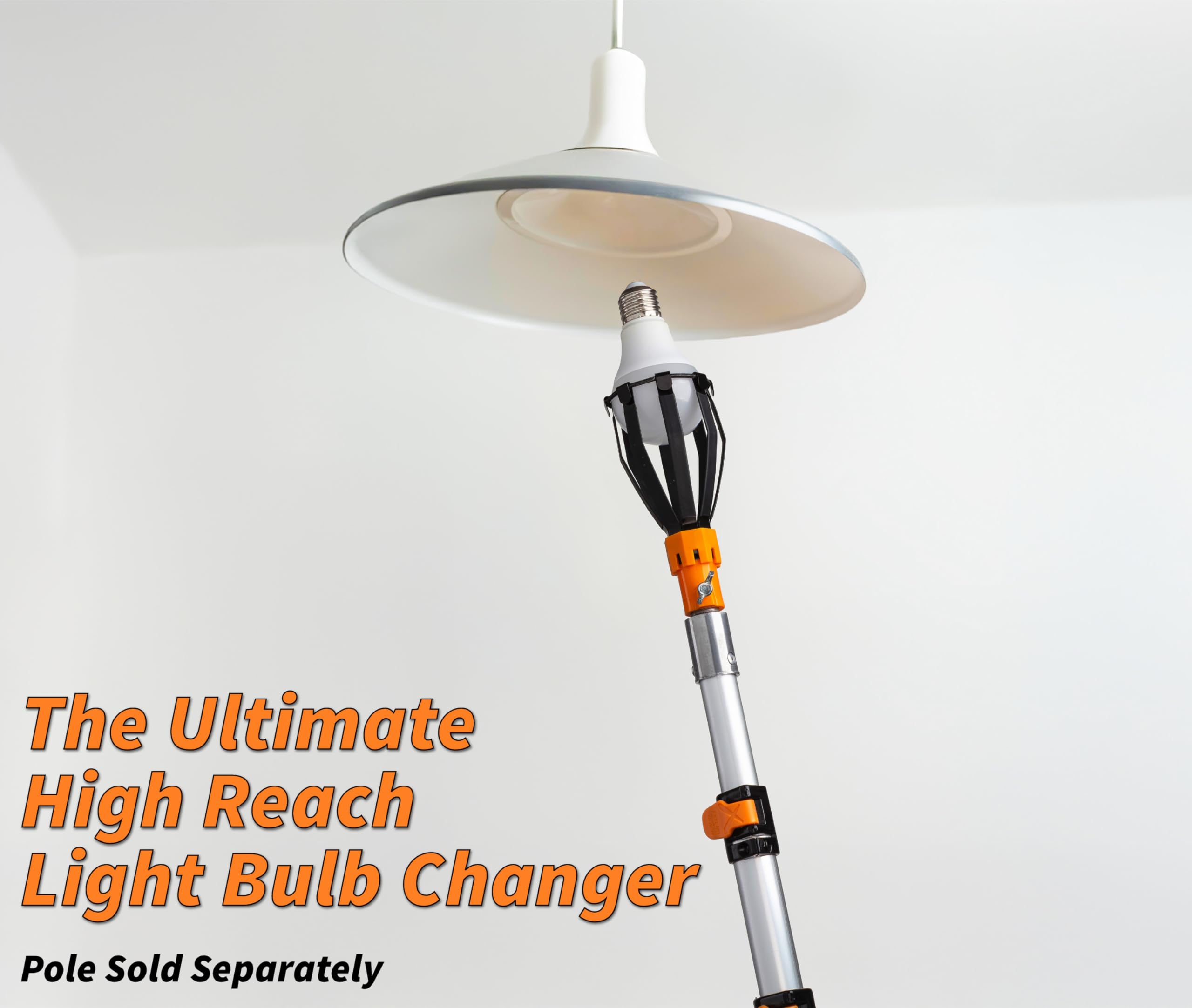 EXTEND-A-REACH Light Bulb Changer Attachment Kit, Suction Cup Tool, Microfiber Cloth, Orange, Model B17