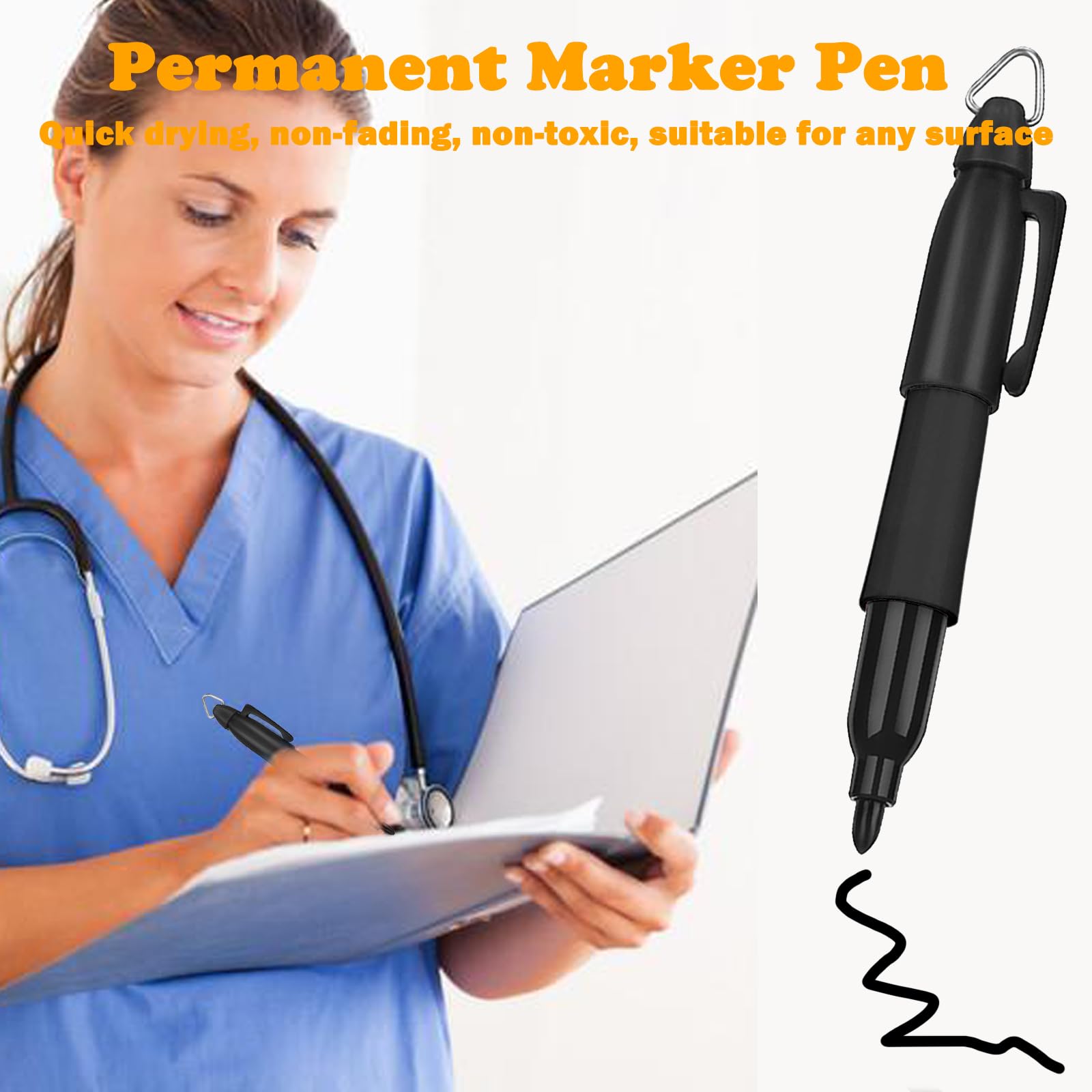 Klumuke Badge Lights For Nurses Set, Mini Led Keychain Flashlights & Permanent Marker Pens, Nurse Light Set 12 Lumen Battery Ope
