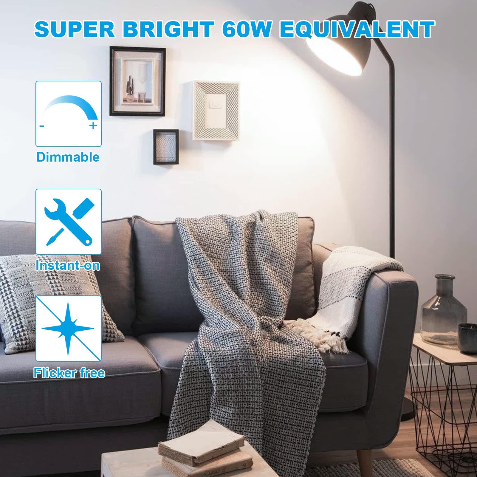 Morninglight 6 Pack A15 Led Bulbs Dimmable, 60Watt Equivalent, Neutral White 4000K, E26 Base, A15 Appliance Light Bulb 6.5W For