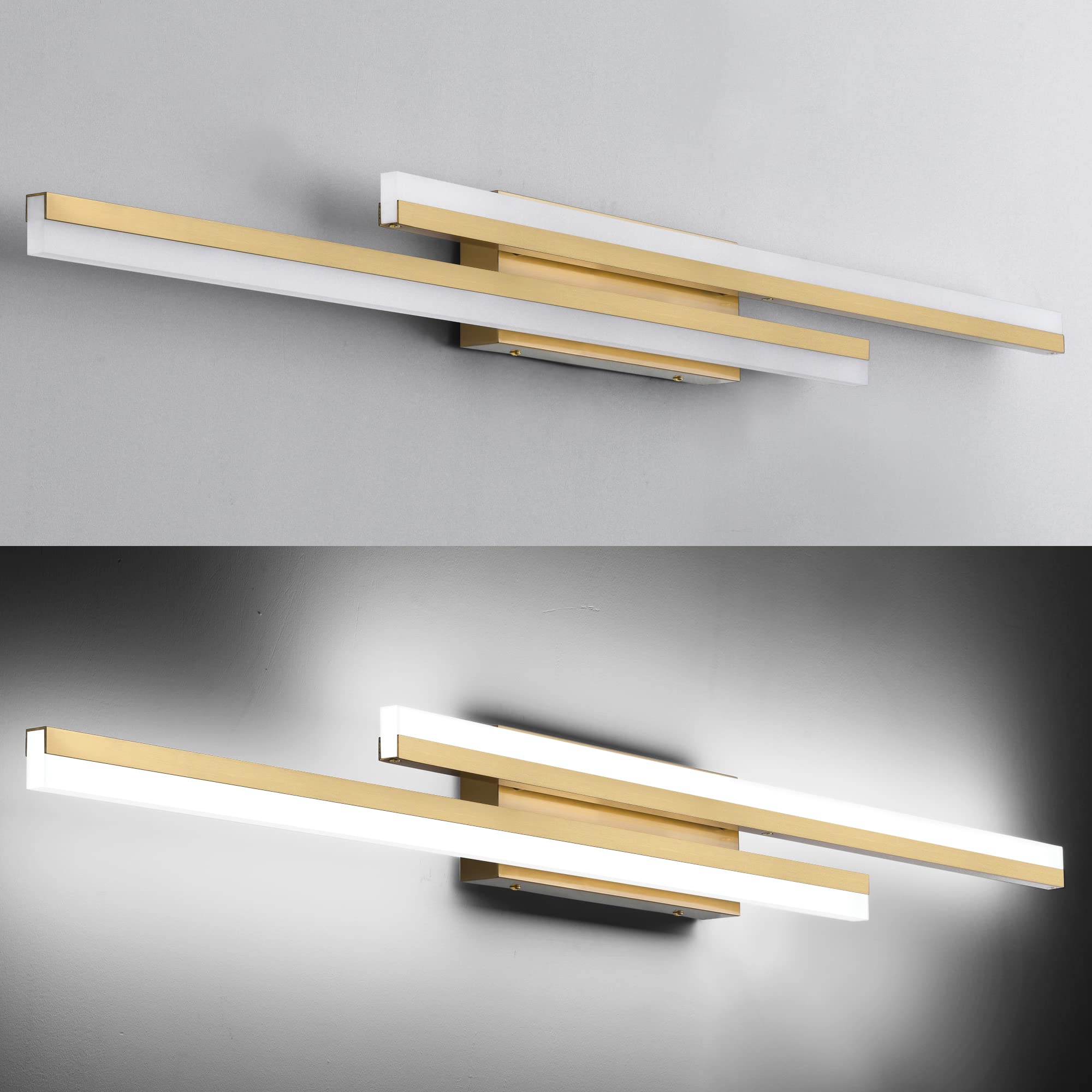 PRESDE LED Bathroom Vanity Light Fixtures, Dimmable 3CCT, 48inch, Gold, Metal, Model 3fbb444e-d59e-4412-8eb