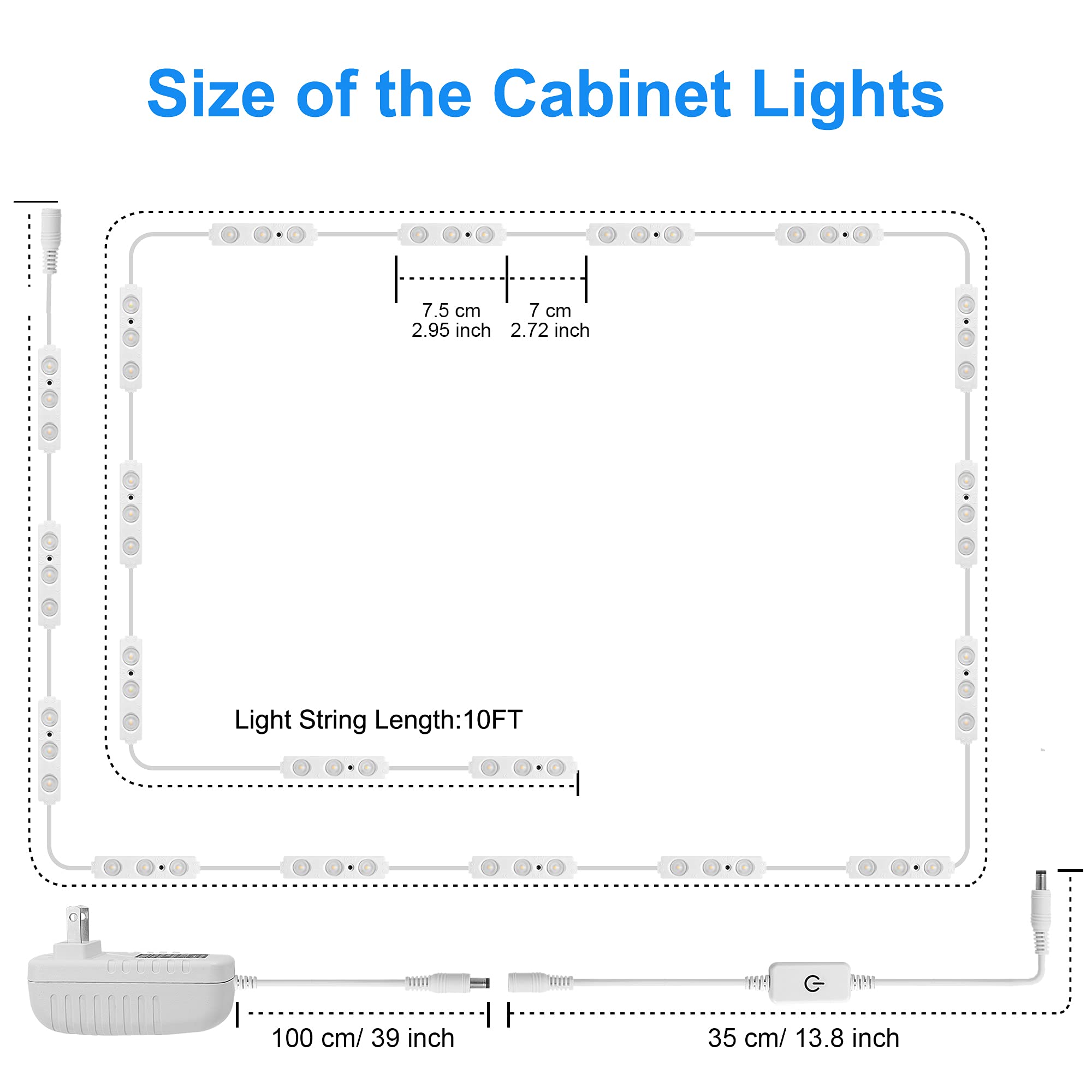 Lphumex Flexible Jewelry Showcase Lighting, 10Ft Bright White 6000K Display Case Led Lights, With Dimmer Switch & Power Adapter,
