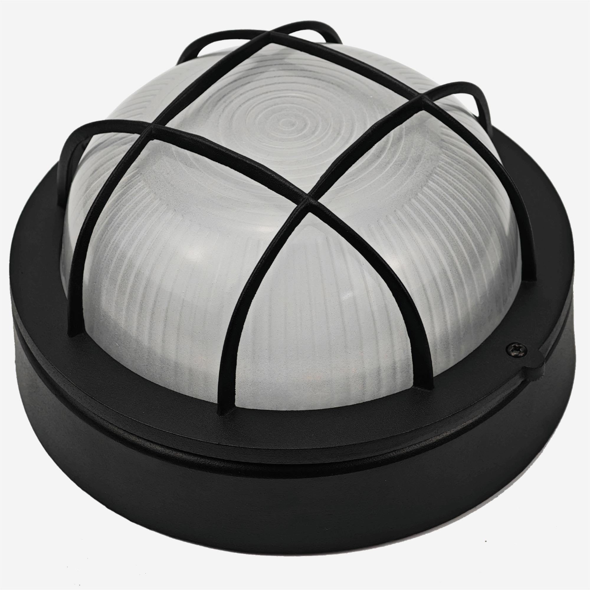 Faymart Lighting 8 Nautical Outdoor Light-Black Round Bulkhead Led Lights Sauna Light Fixture Outdoor 8 Nautical Bulkhead Light 3000K 1500Lm 15W Led Outside Wall Lights