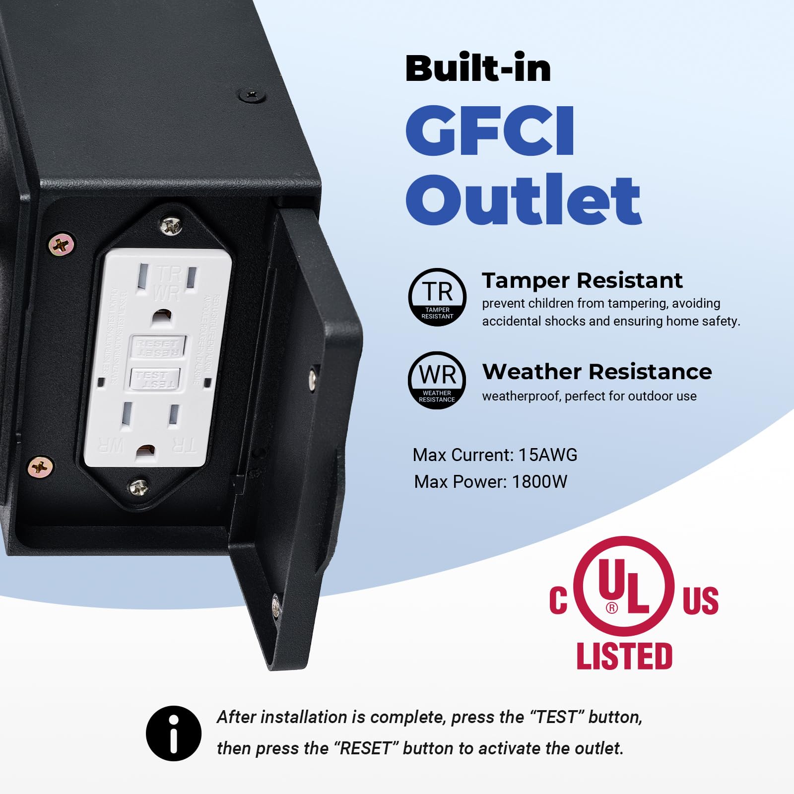 Opaxis Porch Light With Gfci Outlet  Motion Sensor Outdoor Lights  Dusk To Dawn 3 Lighting Modes Outdoor Light With Outlet  Black Outside Lights For House  Garage  Garden  Waterproof  100% Aluminum