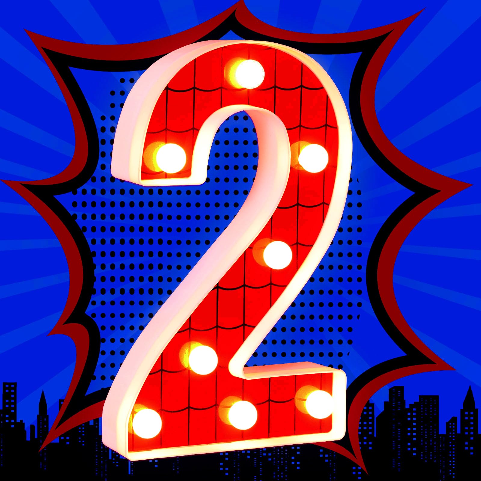 VIHOSE Spider LED Number Light – Birthday Party Decoration, Number 2, Polypropylene, As Shown, Ideal for Kids & Events