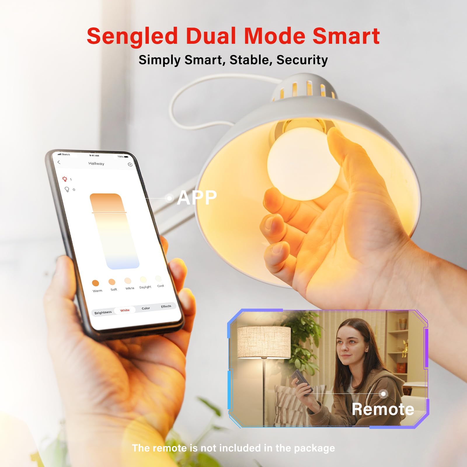 Sengled Dual Mode Smart Light Bulbs With Remote And App Control, Tunable White Light Bulb 60W, Group Control, Timer, Sunrise And