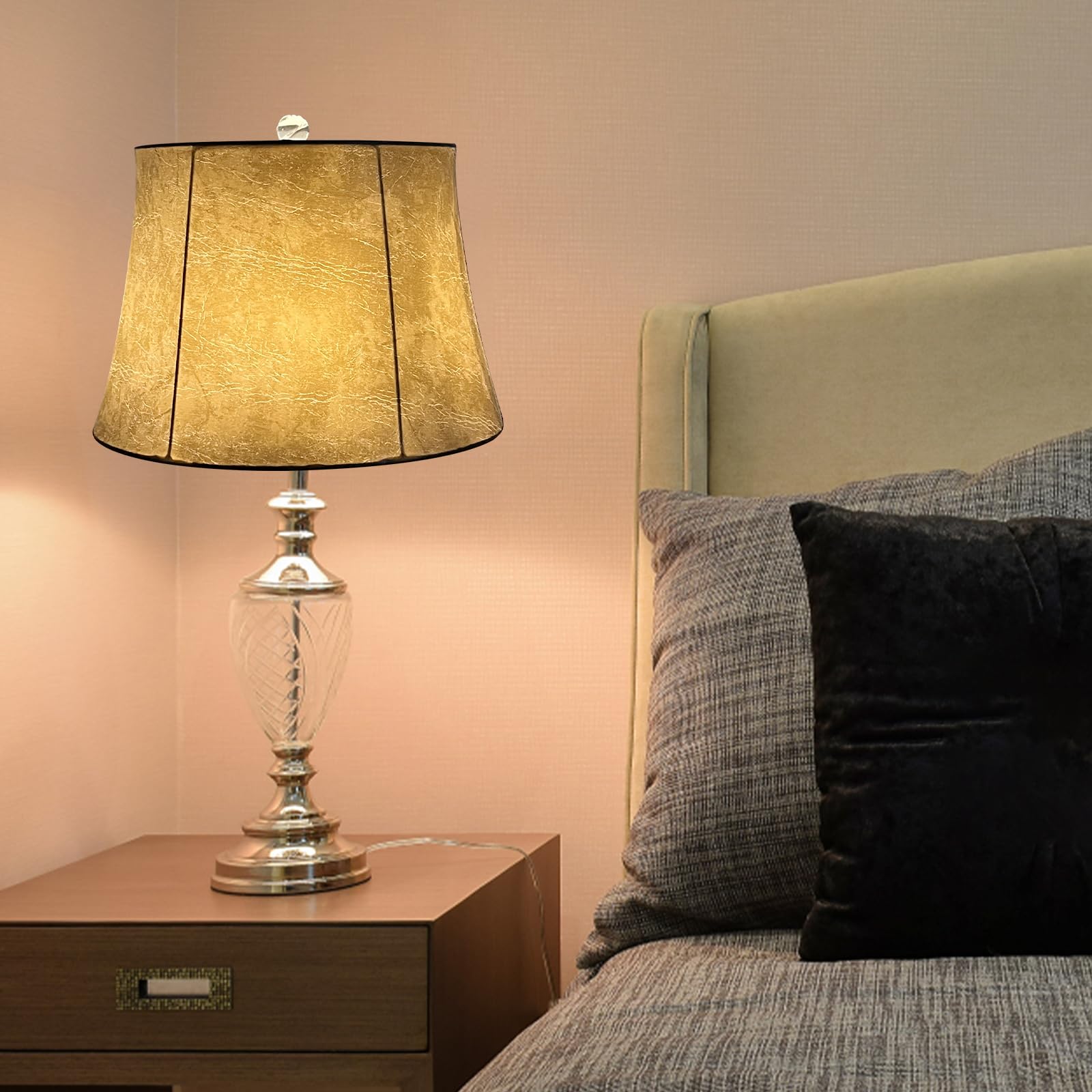 Tootoo Star Drum Lampshade, Leather, 12X16X11, Seaside Village, Spider Fitter For Table & Floor Lamps, Model 0203Ss