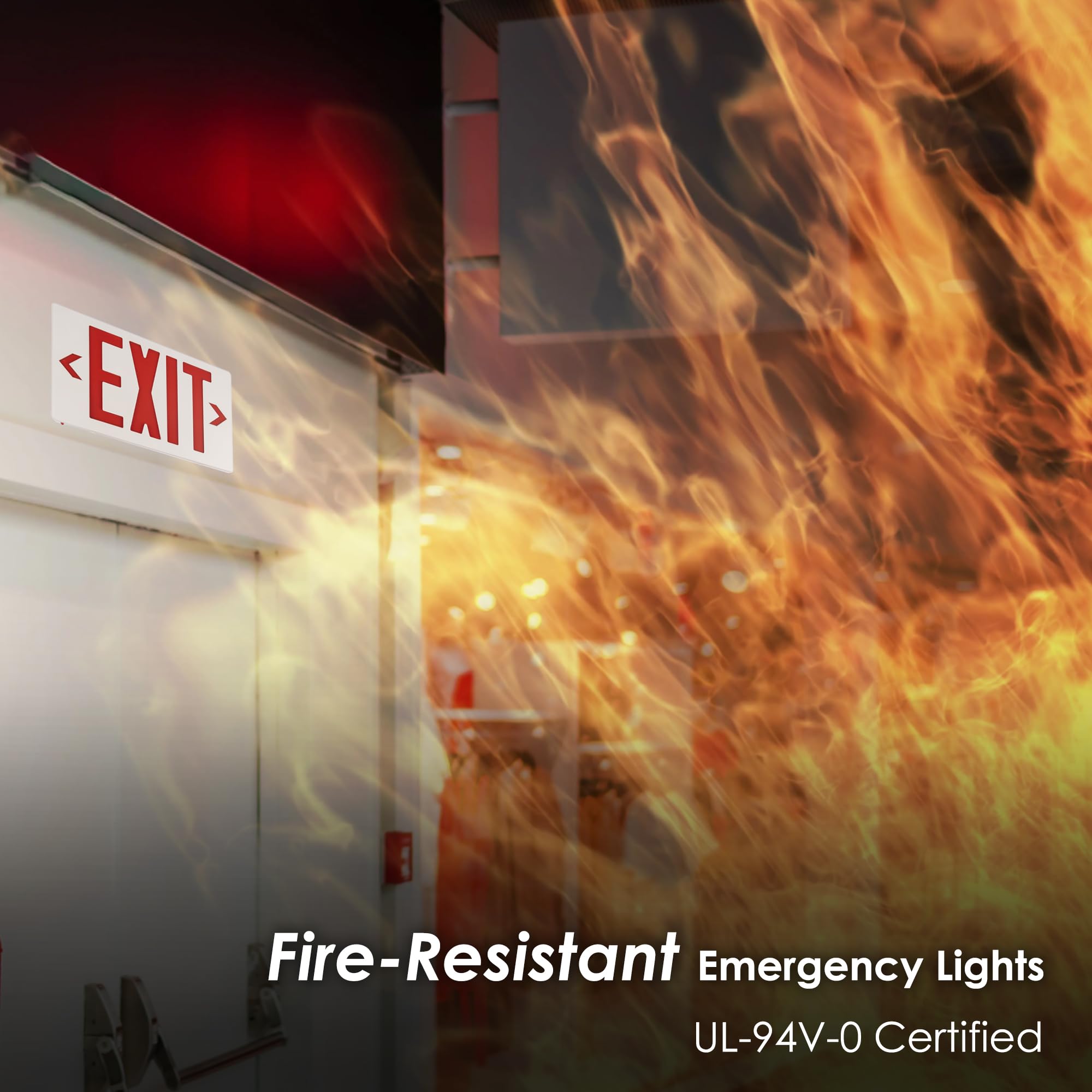 Gruenlich Led Exit Sign, Emergency Light With Double Face And Back Up Batteries- Us Standard Red Letter Exit, Ul 924 Qualified, 120/277 Voltage, 4-Pack