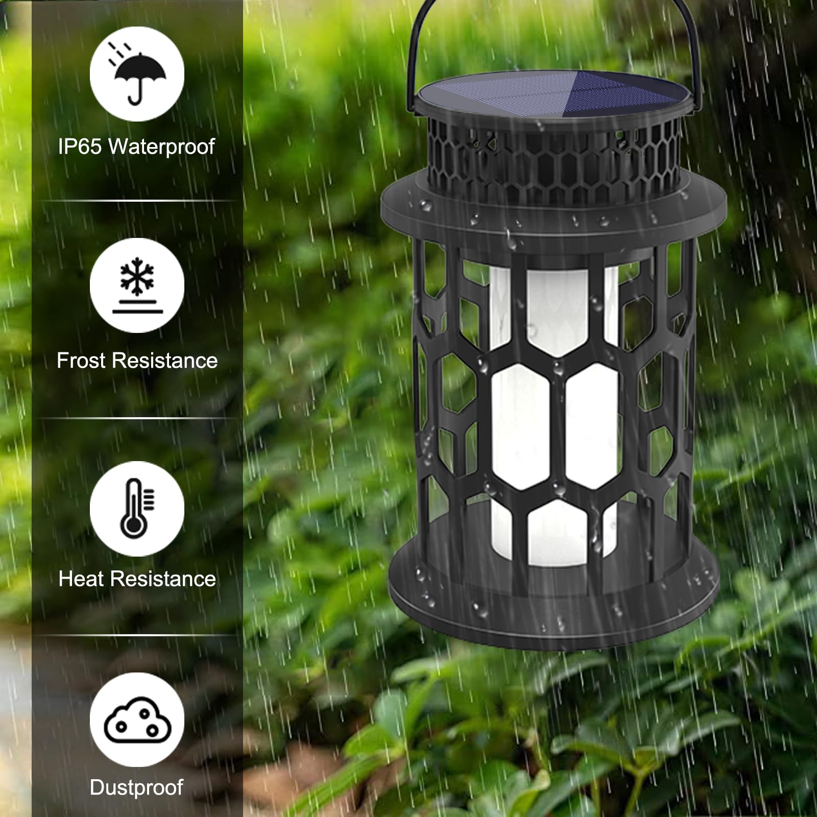 Solar Lights For Outside, Upgraded Solar Lanterns Flickering Flame Outdoor Waterproof Hanging Lanterns Decorative Solar Powered