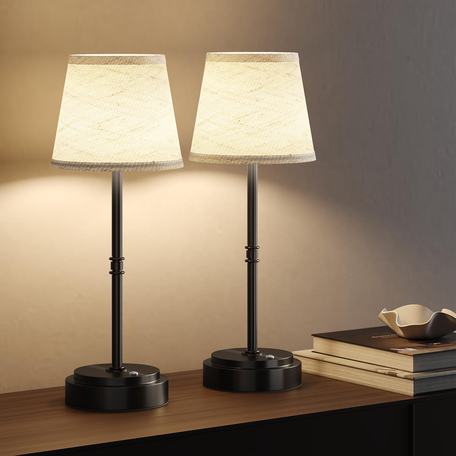 Litluzecozy Cordless Table Lamp Rechargeable Black - 2 Pack 7500mAH Battery Operated Lamp for Decor  3000K Stepless Dimming Touch Control Wireless Lamp for Bedroom  Dining Table  Counter  Living Room