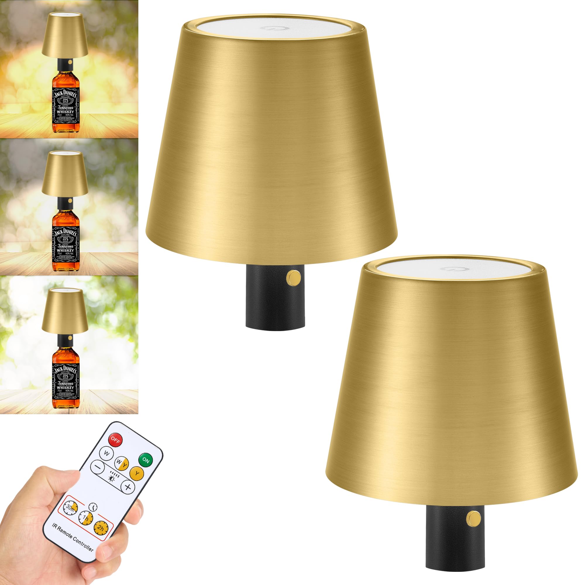 Bottle Lamp, Wireless Wine Bottle Lights With Remote 3 Color Temperature Wine Light Built-In 5000Mah Rechargeable Battery Cordle