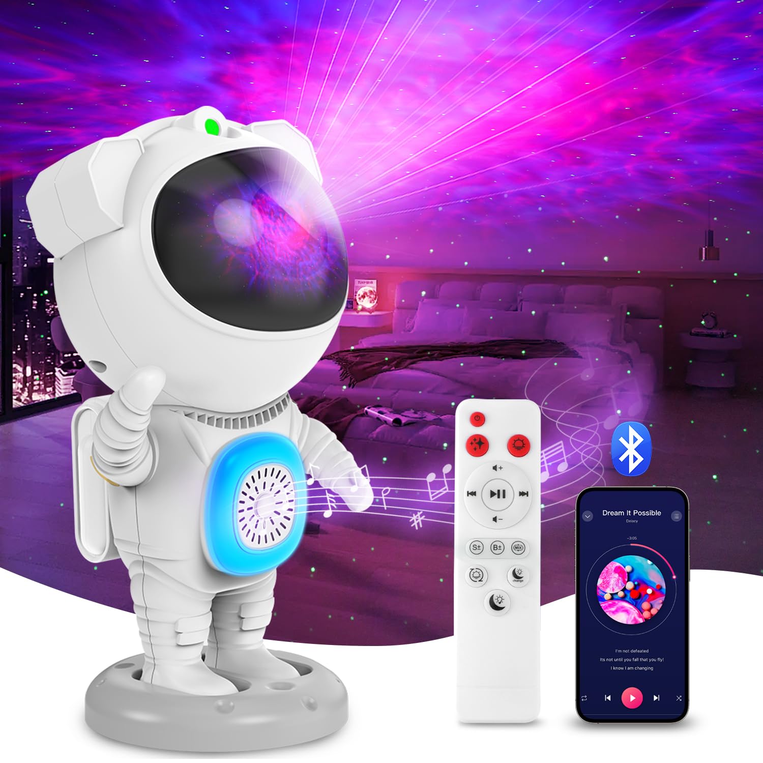 Galaxy Projector, Star Projector For Bedroom, Night Lights For Kids Room, White Noise, Bluetooth Speaker, Remote Control, Room Decor, Gifts For Girls, Boys, Adults, Christmas, Birthday