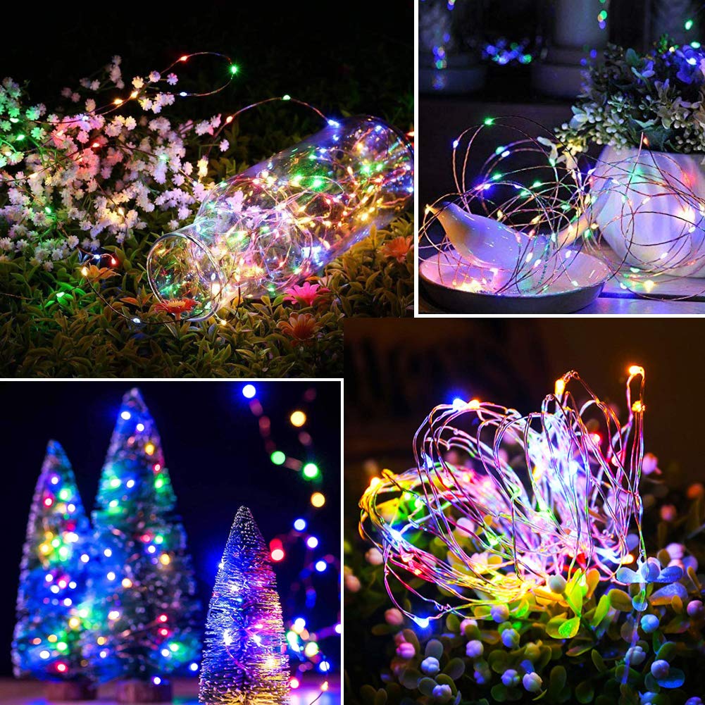 Lezonic Outdoor Solar String Lights, 240 LEDs, 80Ft Copper Wire, Waterproof, 8 Modes, Multicolor, Garden Decor, 2 Pack