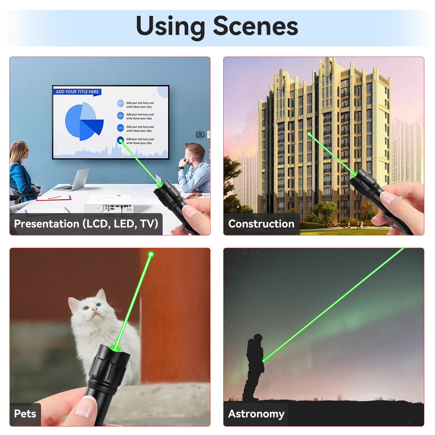 Miprezt [Professional] Rechargeable Green Beam Light Flashlight Long Distance Range For Tv/Led/Lcd Screens Tactical Flashlights