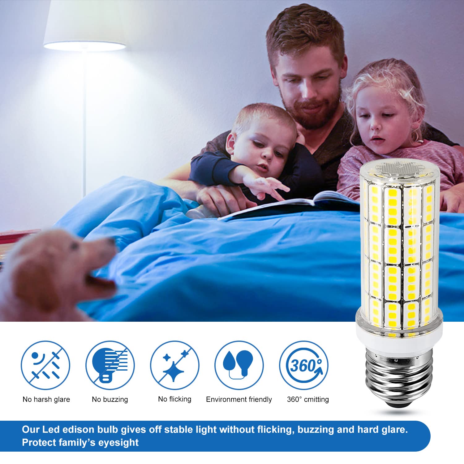 RIUVAO LED Corn Light Bulb 20W E26/E27 Base, 2500 Lumen, 5000K Cool Daylight, Pack of 4, White Light