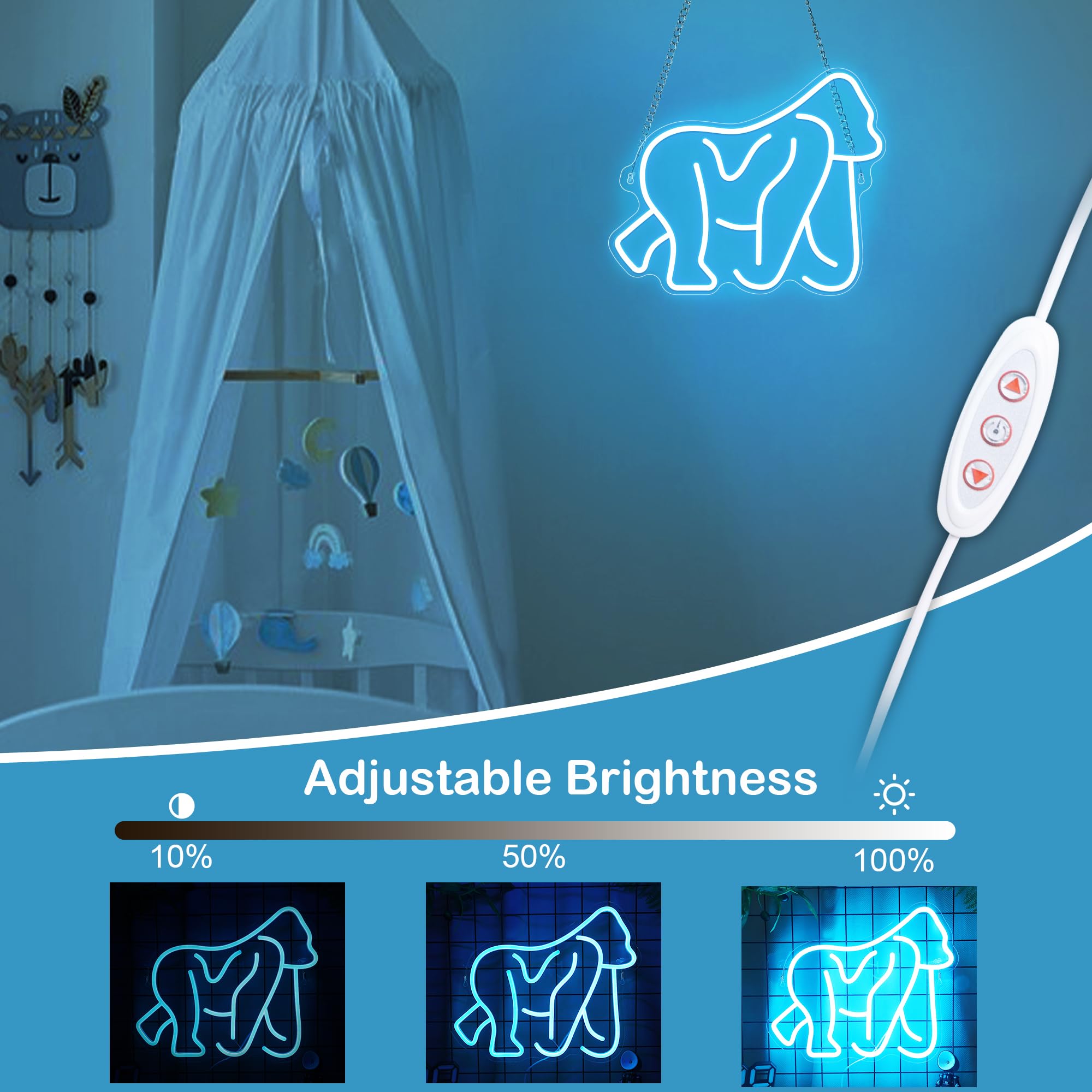 nite Gorillas Neon Sign  Led Neon Lights For Room Wall Table Decor Art  For Home Party Birthday Holiday Cute Animal Gift For Kids Teens mature-themeds
