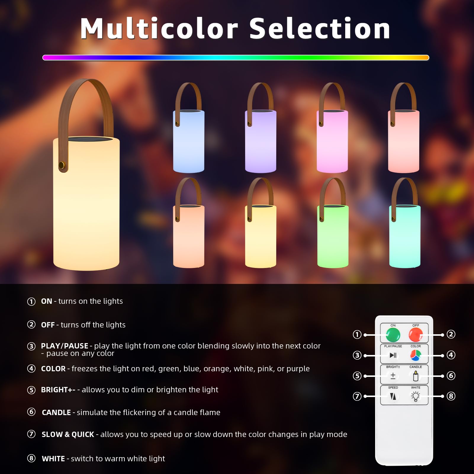 Nicebuy Solar Table Lamp Outdoor Water-Resistant Led Portable Solar Lantern Warm Rgb Rechargeable Cordless Lights For Patio Deck