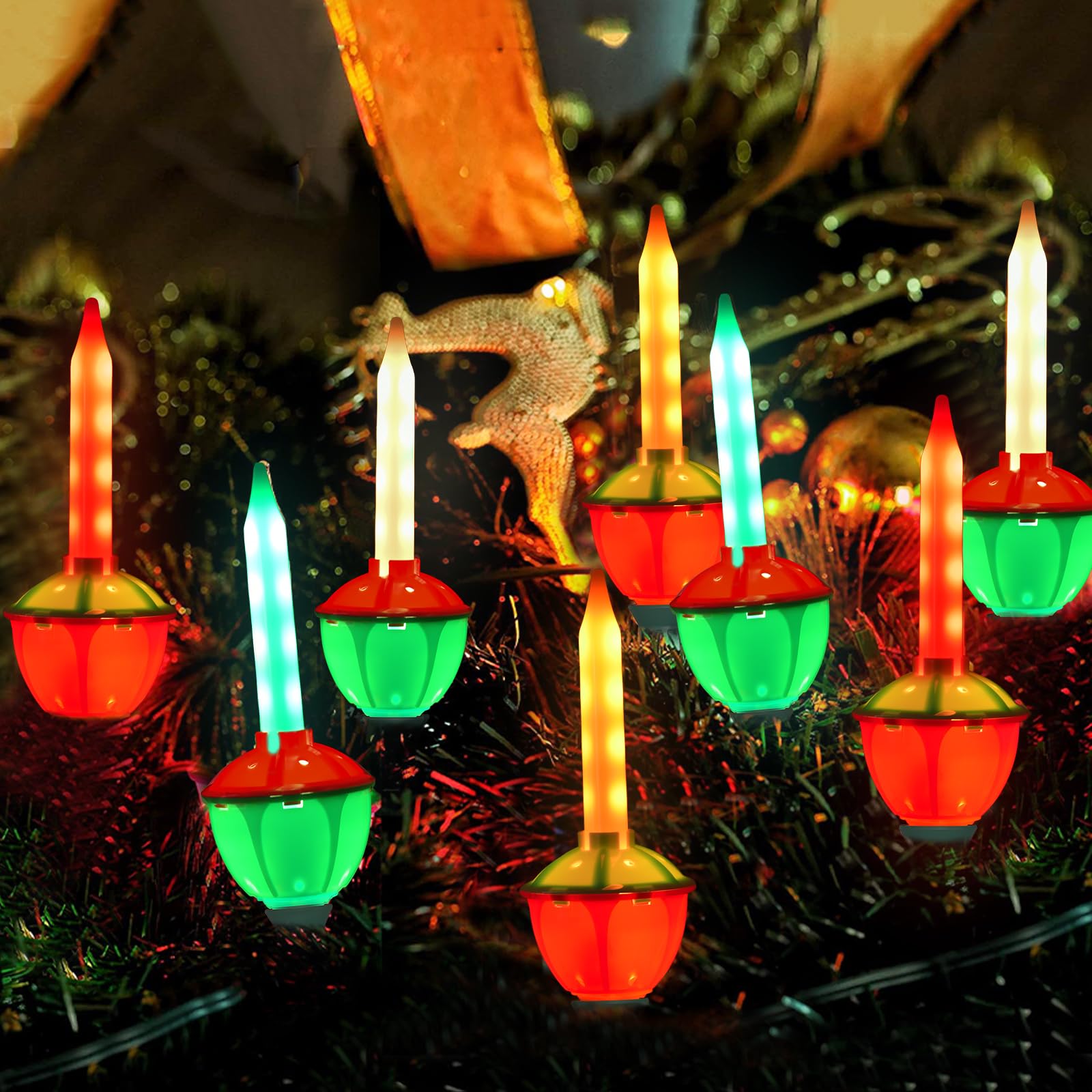 Colorful Christmas Bubble Lights  8.5Ft Christmas Tree Lights With 9 Colored Bubble Bulbs(1 Spare)  E12 Base For Indoor Christmas Tree  Traditional Holiday Home Lighting Decor