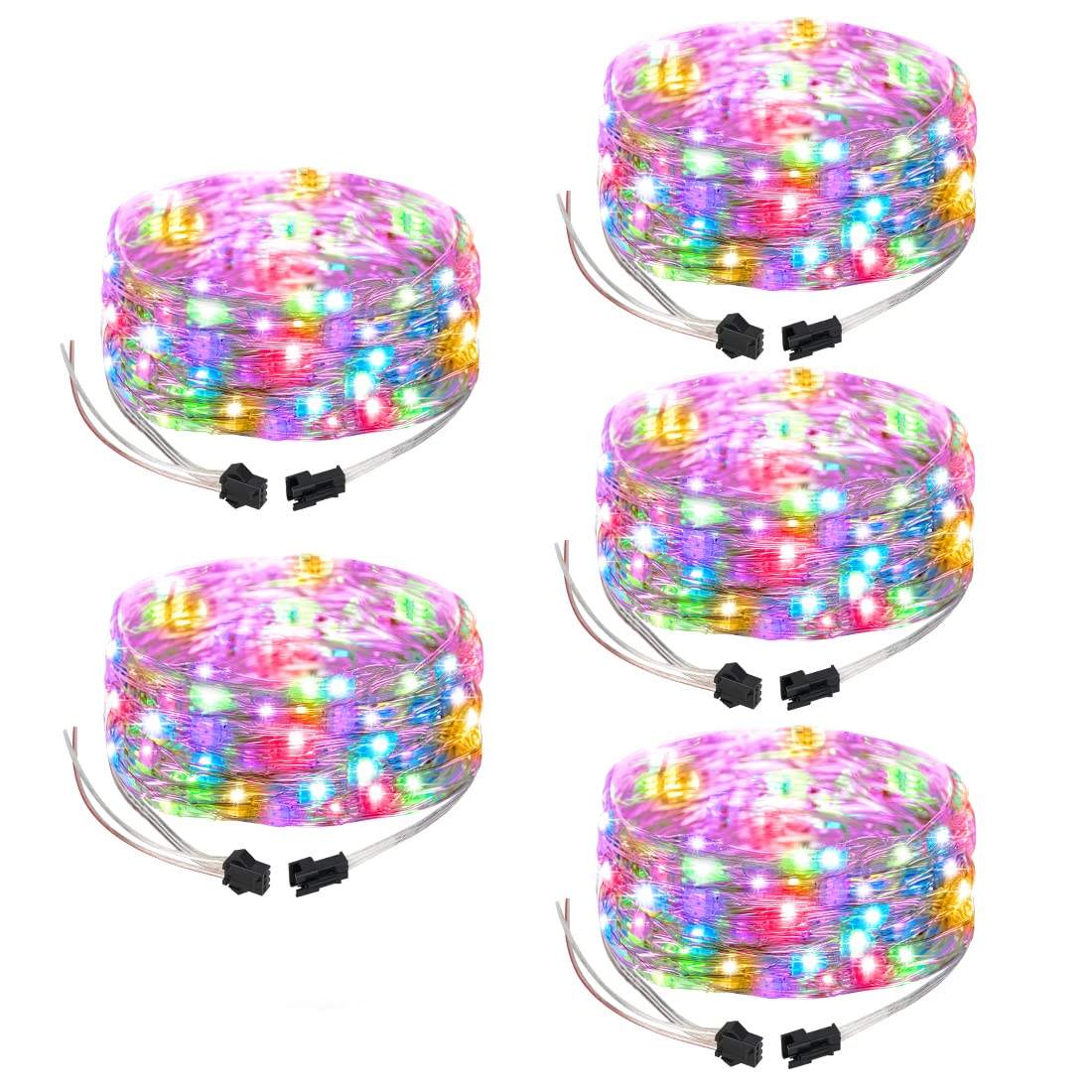 BTF-LIGHTING Chasing Dream Twinkle Decorative Light 250 LED 5 Pack 16.4ft Multicolor Copper String TXD5