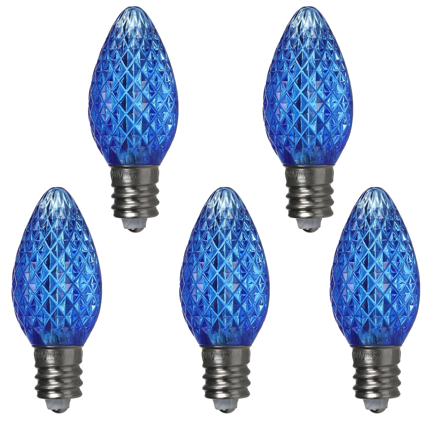 Pack Of 25 C7 Led Christmas Lights Replacement Bulbs For Outdoor Holiday Decoration, Ul Ip65 Waterproof Dimmable Faceted C7 Ligh