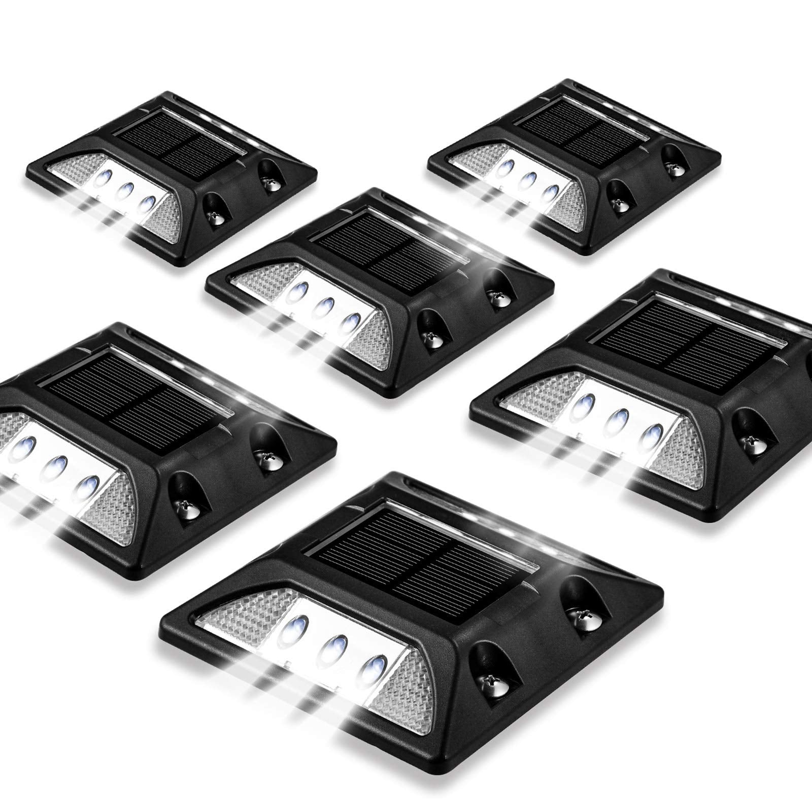 UNIFUN Solar Deck Lights, Driveway Outdoor LED Lights,Solar Powered Waterproof Road Markers for Step, Sidewalk,Stair, Garden Gro