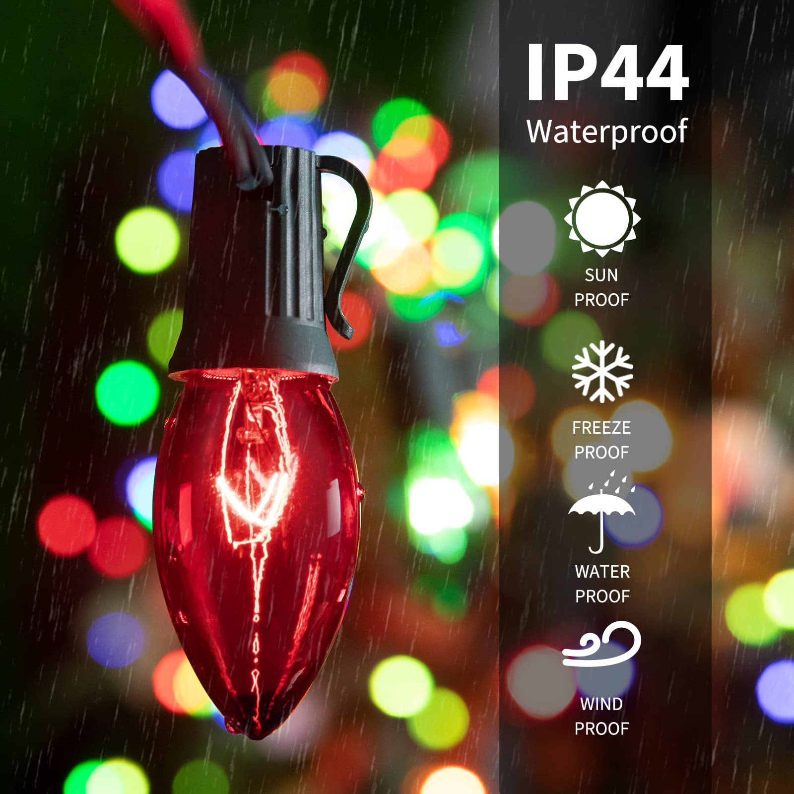 25 Pack C9 Incandescent Bulb Red, C9 Christmas Replacement Light Bulb For Christmas String Light, E17 Intermediate Base, 7 Watt,