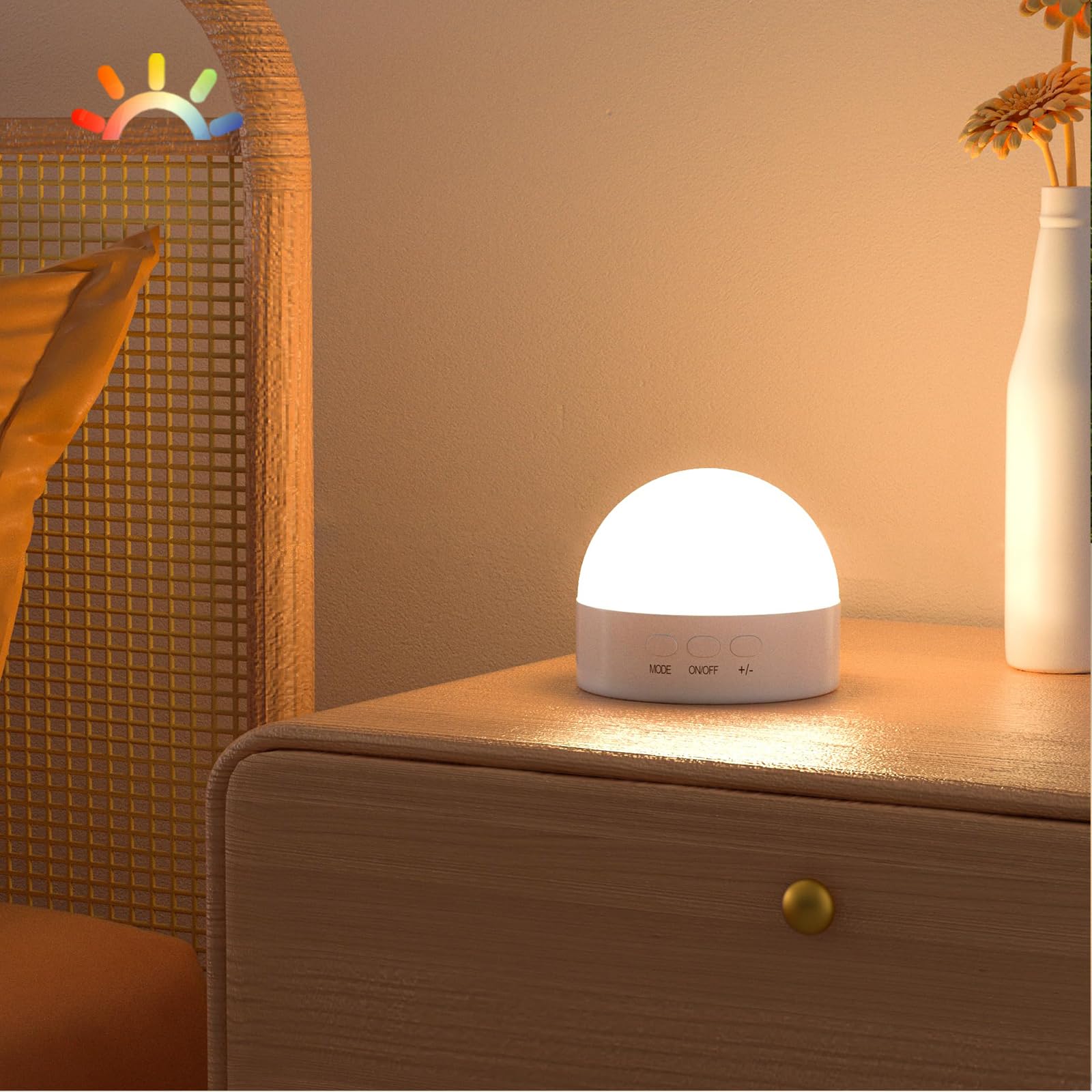 Kintion Night Light, Portable LED Night Light, Dimmable 6 Color Lighting Nursery Night Lamp (with RGB Mode), Soft Eye Caring Night Light for Sleep Aid (White, 1 PCS)