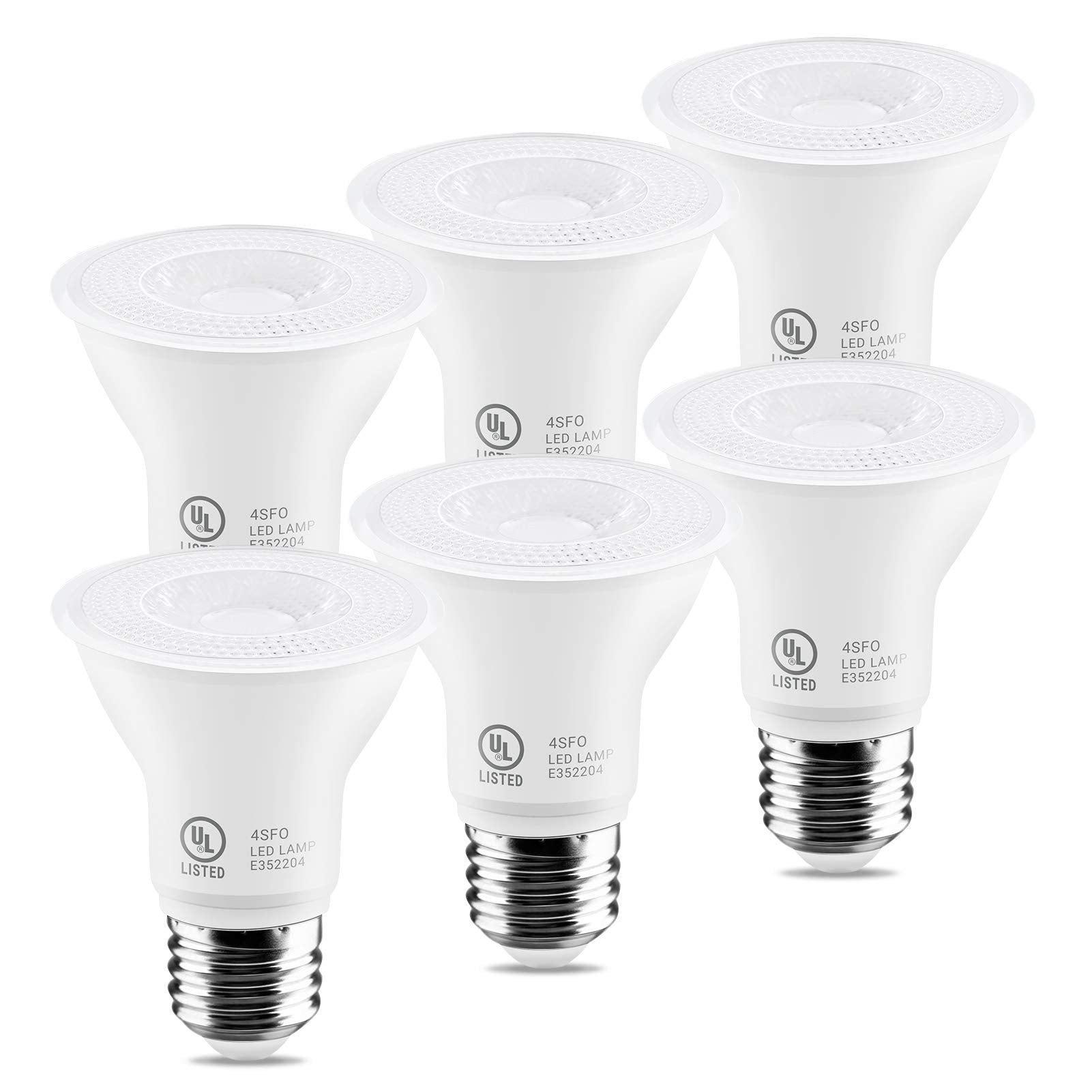 LightingWill 7W Par20 LED Bulb, 2700K Ultra Warm White, Dimmable, E26 Base, 6 Pack