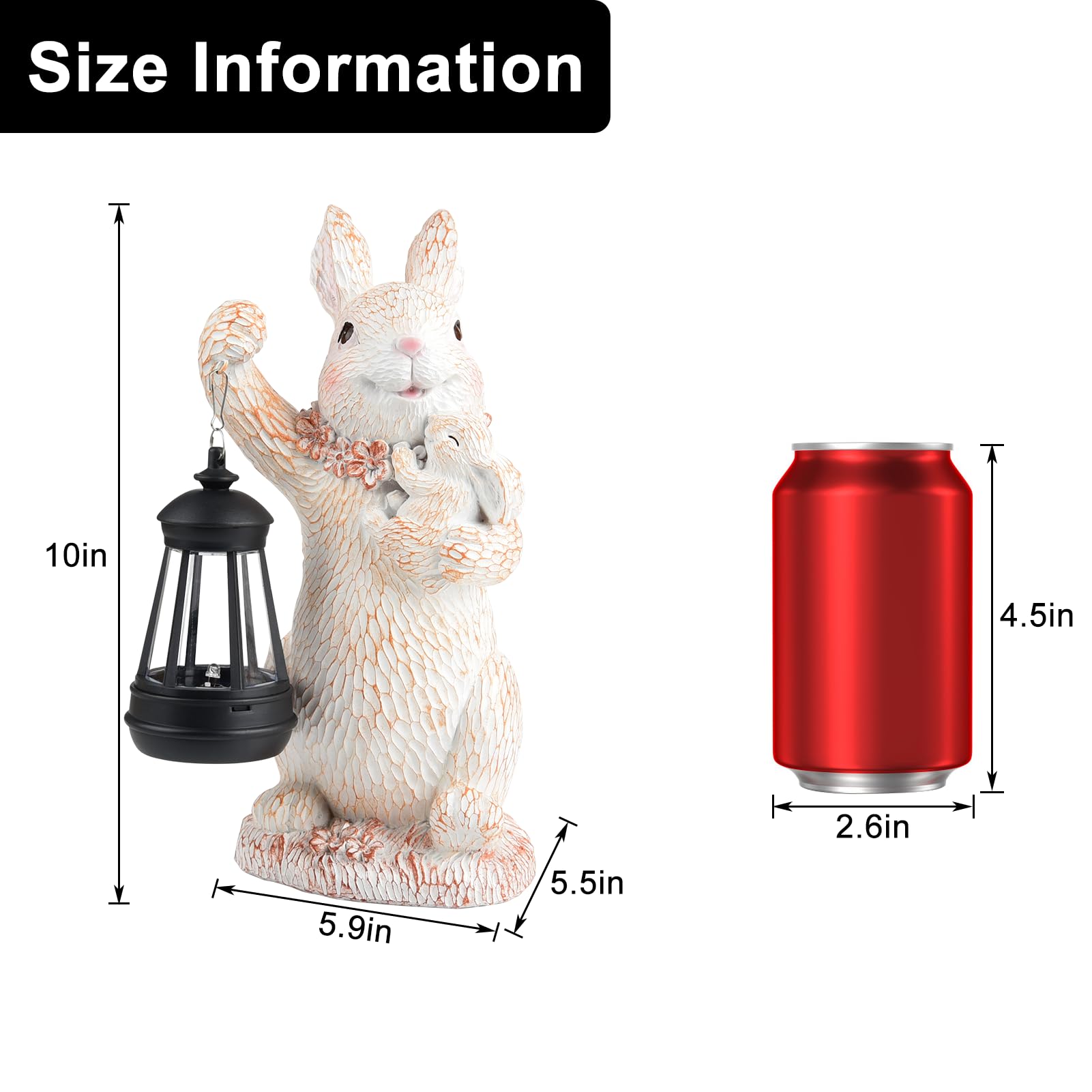 Illuminew Solar Garden Statues Rabbit Lights, Outdoor Lighted Bunny Garden Decor Waterproof Figurines For Patio Porch Balcony Ya