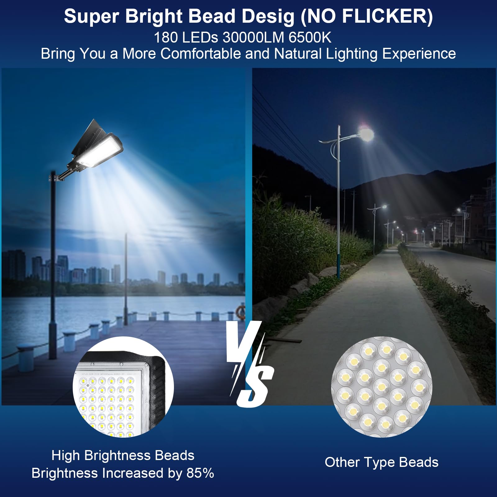 Indmird Solar Street Lights, 30000LM, IP66 Waterproof, Motion Sensor, Remote Control, Aluminum, White Light, Model CHX004